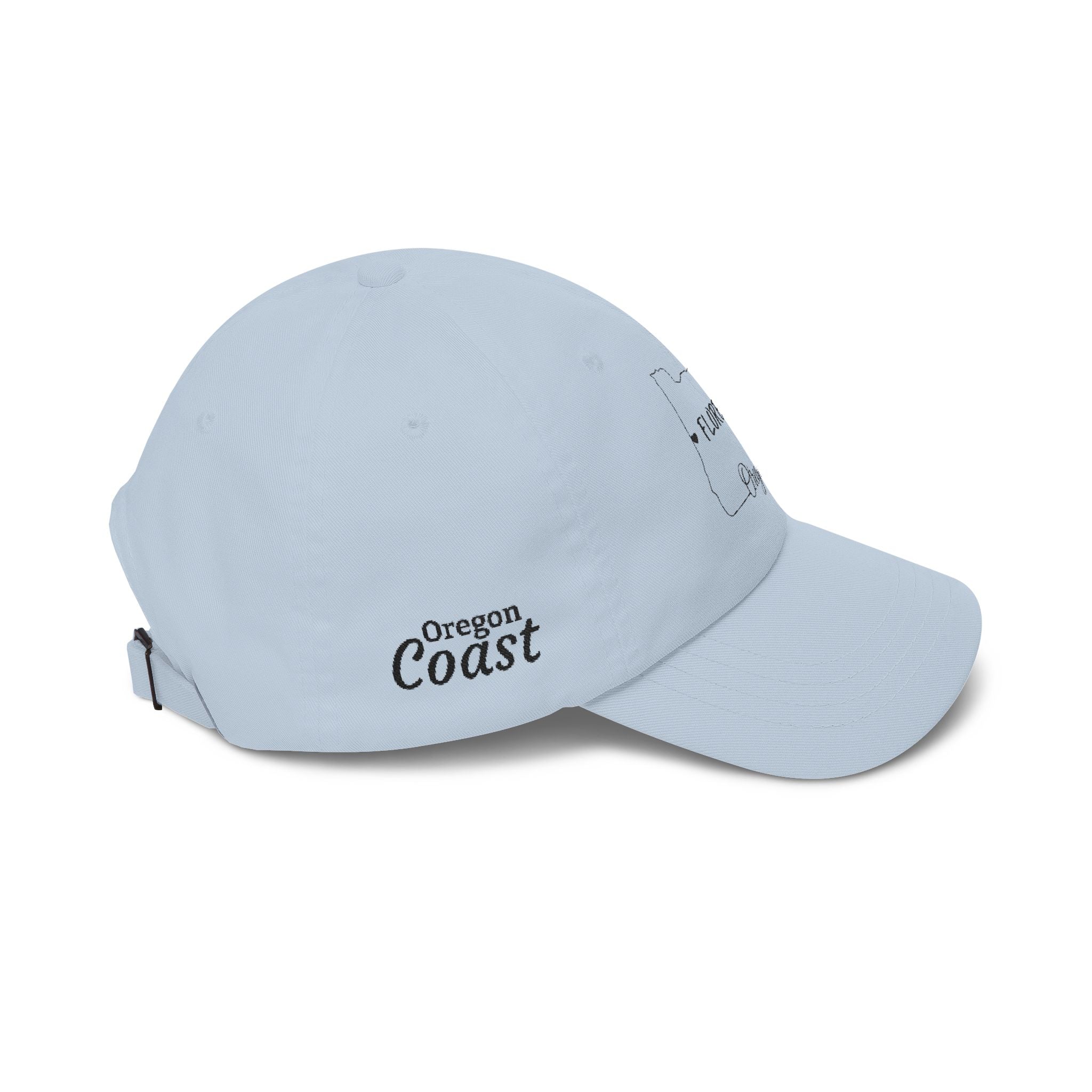 Florence Oregon Outline Dad Cap — Minimal State Map Baseball Hat