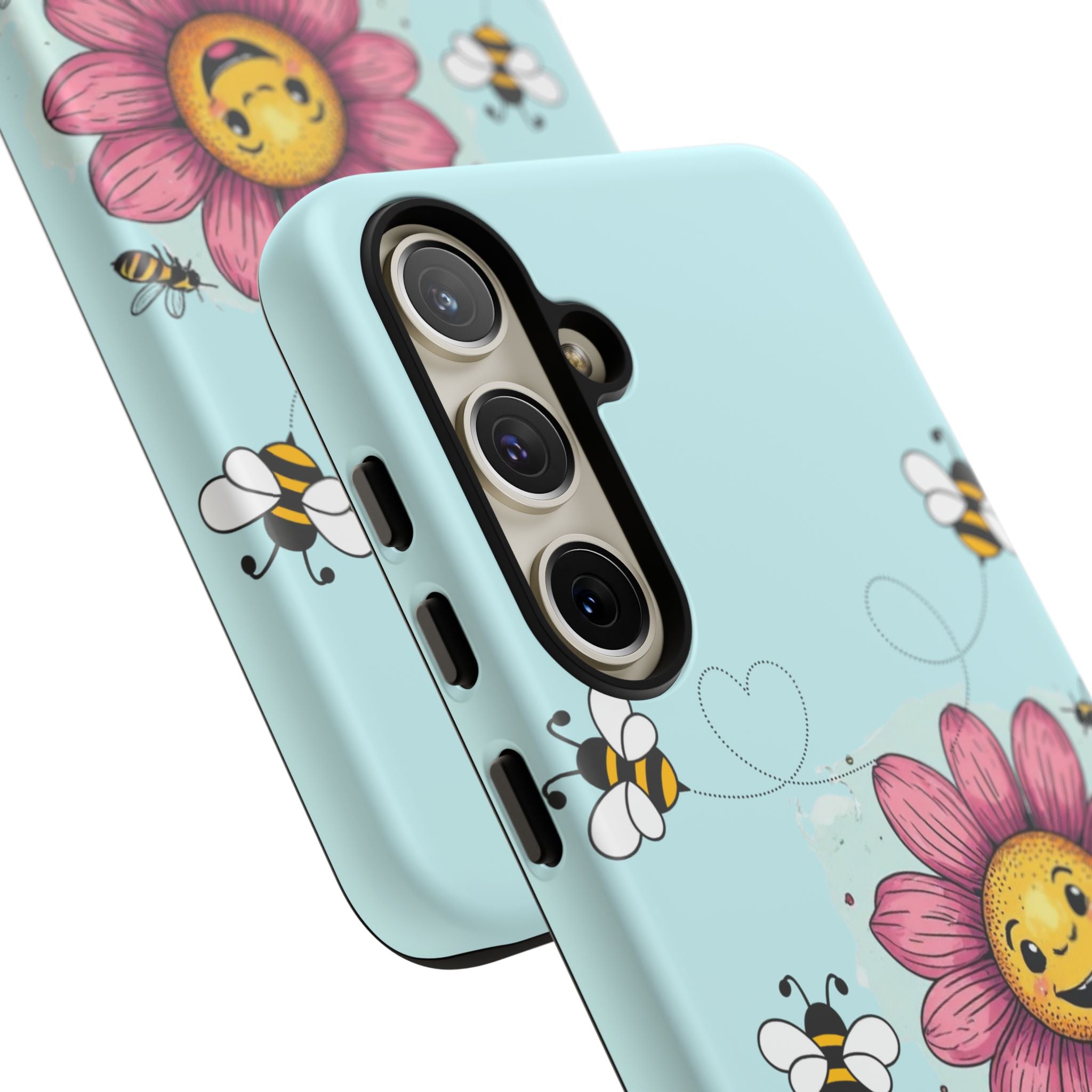 Cute Bee & Smiley Flower Phone Case — Floral Garden Protective Cover
