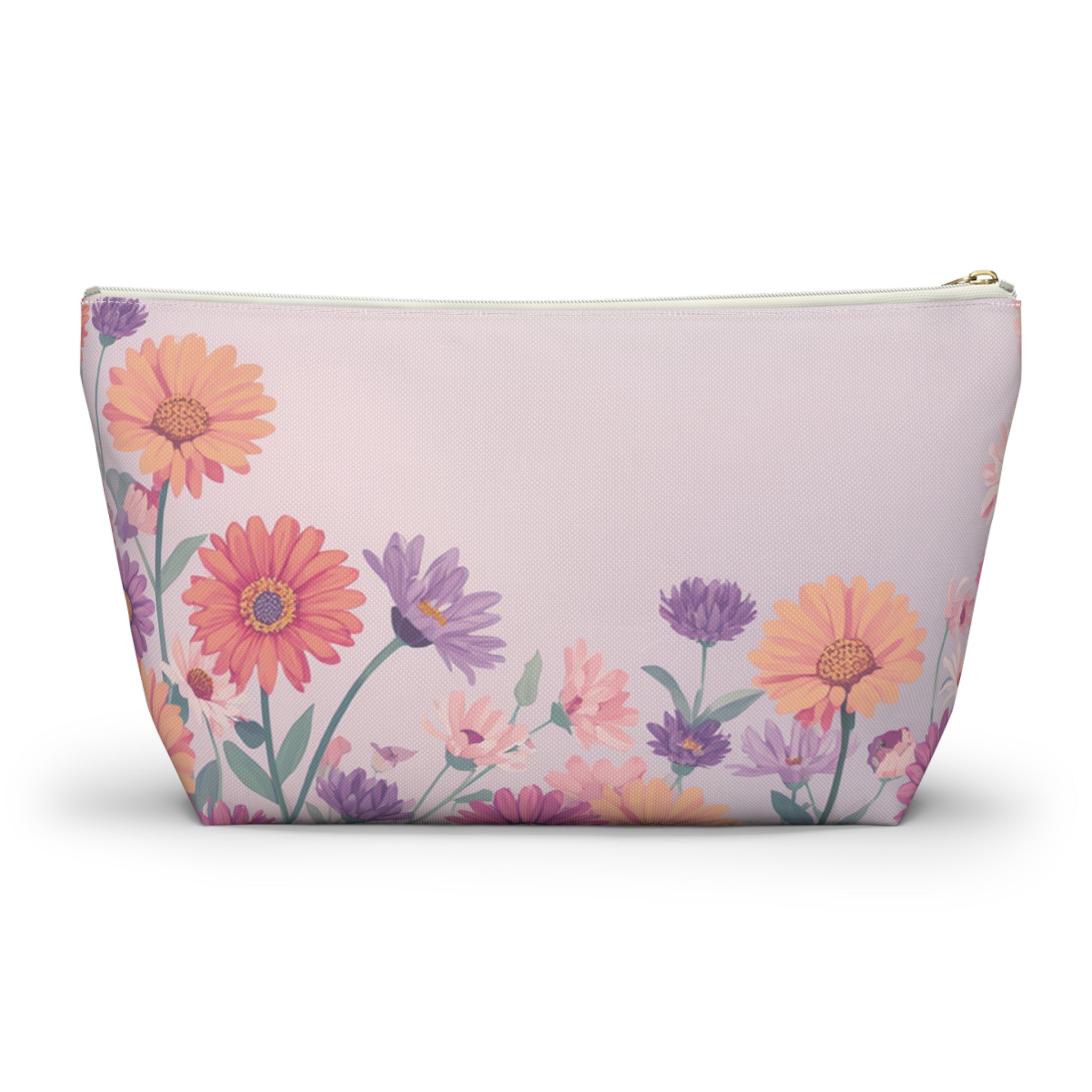Frog in Bloom "Momma's Garden Bag" Floral Accessory Pouch — Cute Zippered Bag with T‑Bottom