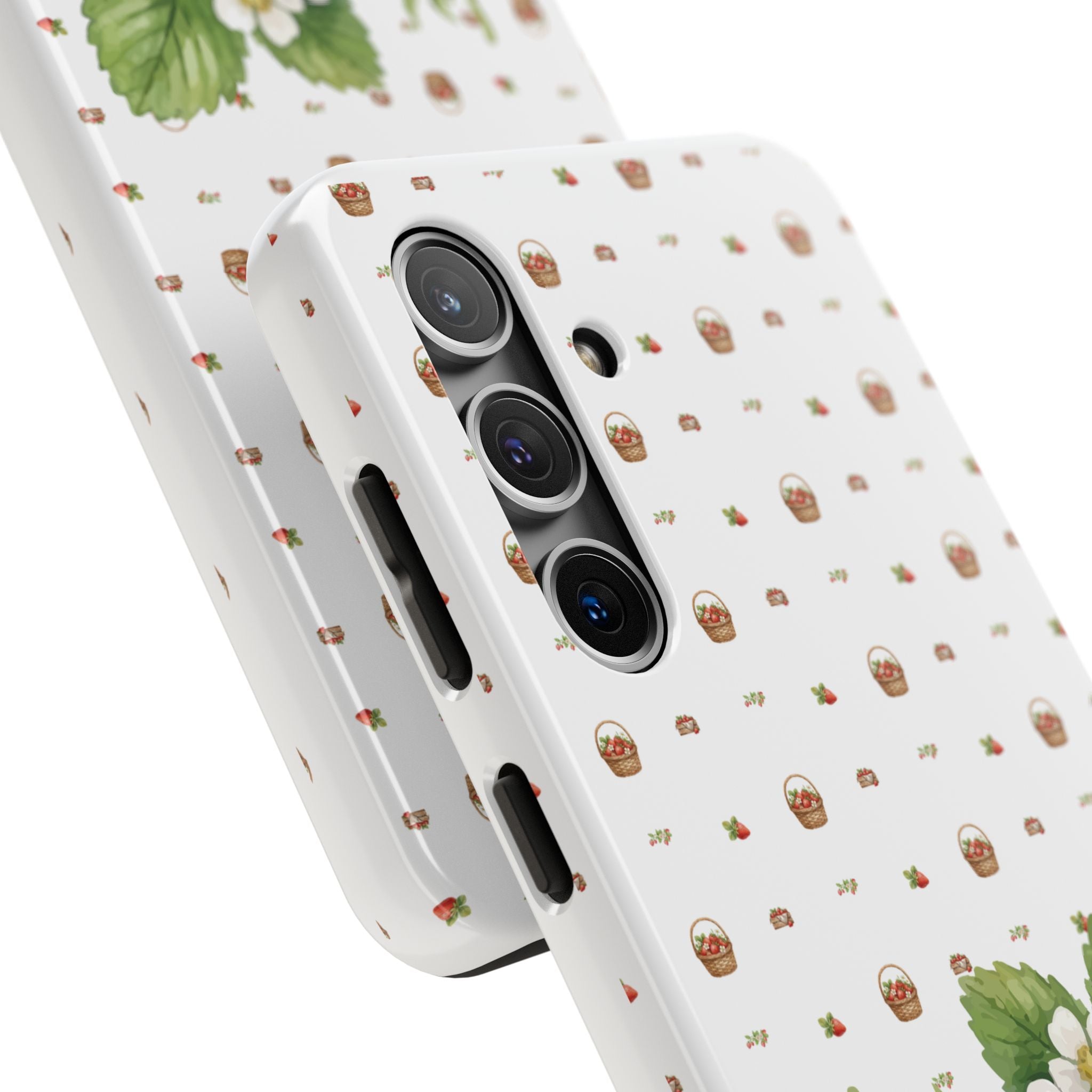 Strawberry Pattern Tough Phone Case — Vintage Botanical Fruit Design