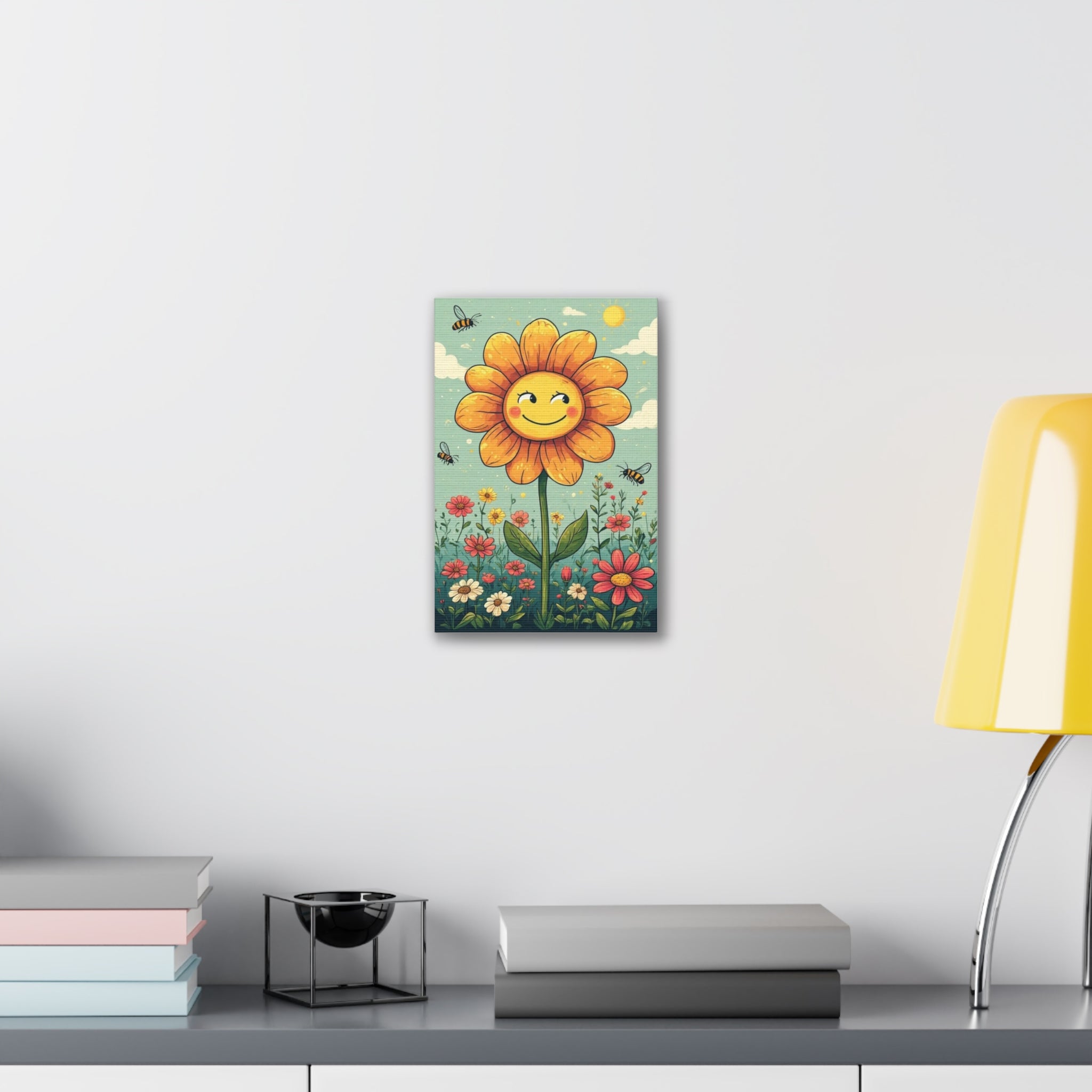 Smiling Sunflower Canvas Wall Art — Cheerful Floral Decor Print