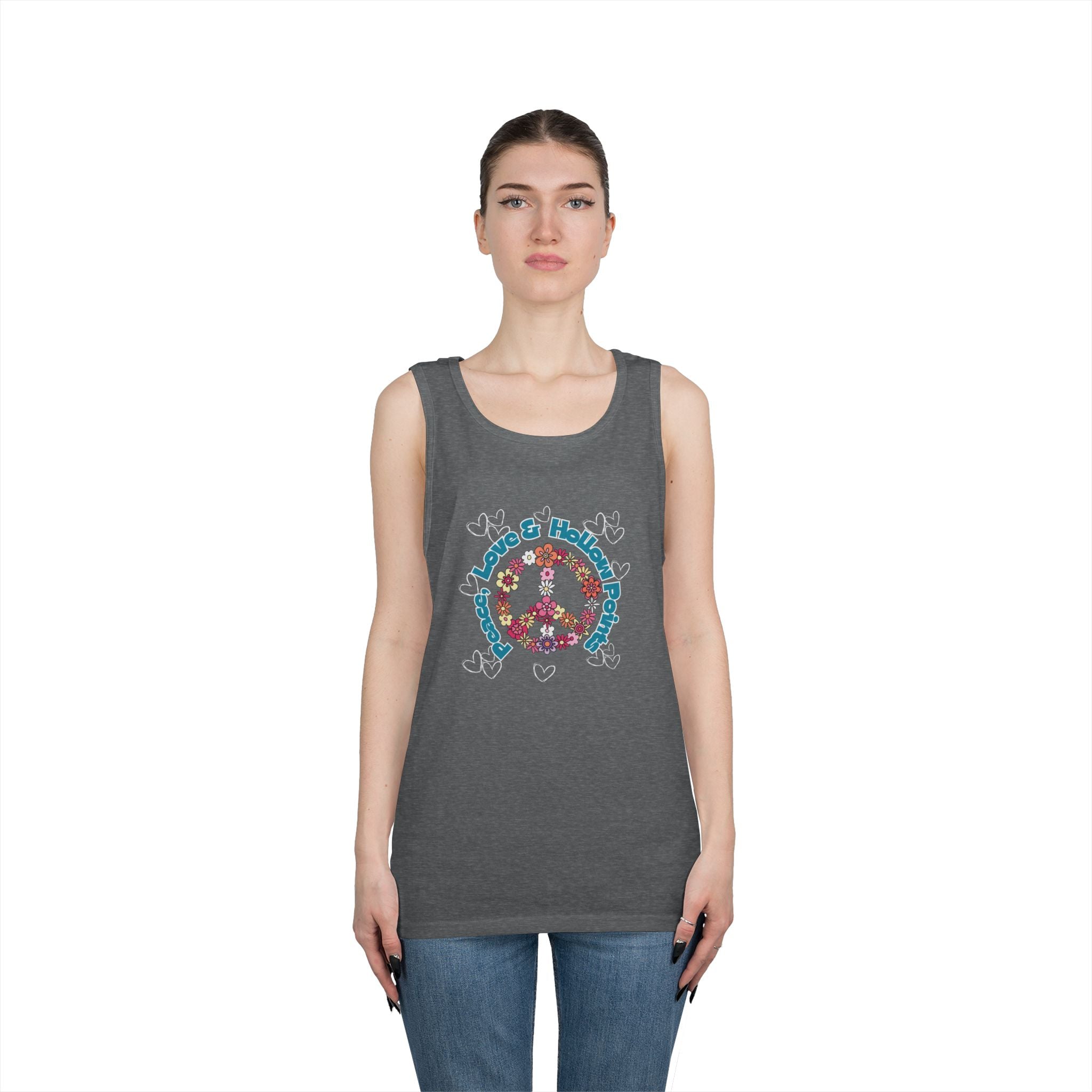 Peace, Love, Hollow Points Floral Tank — Funny Quote Graphic Tank Top