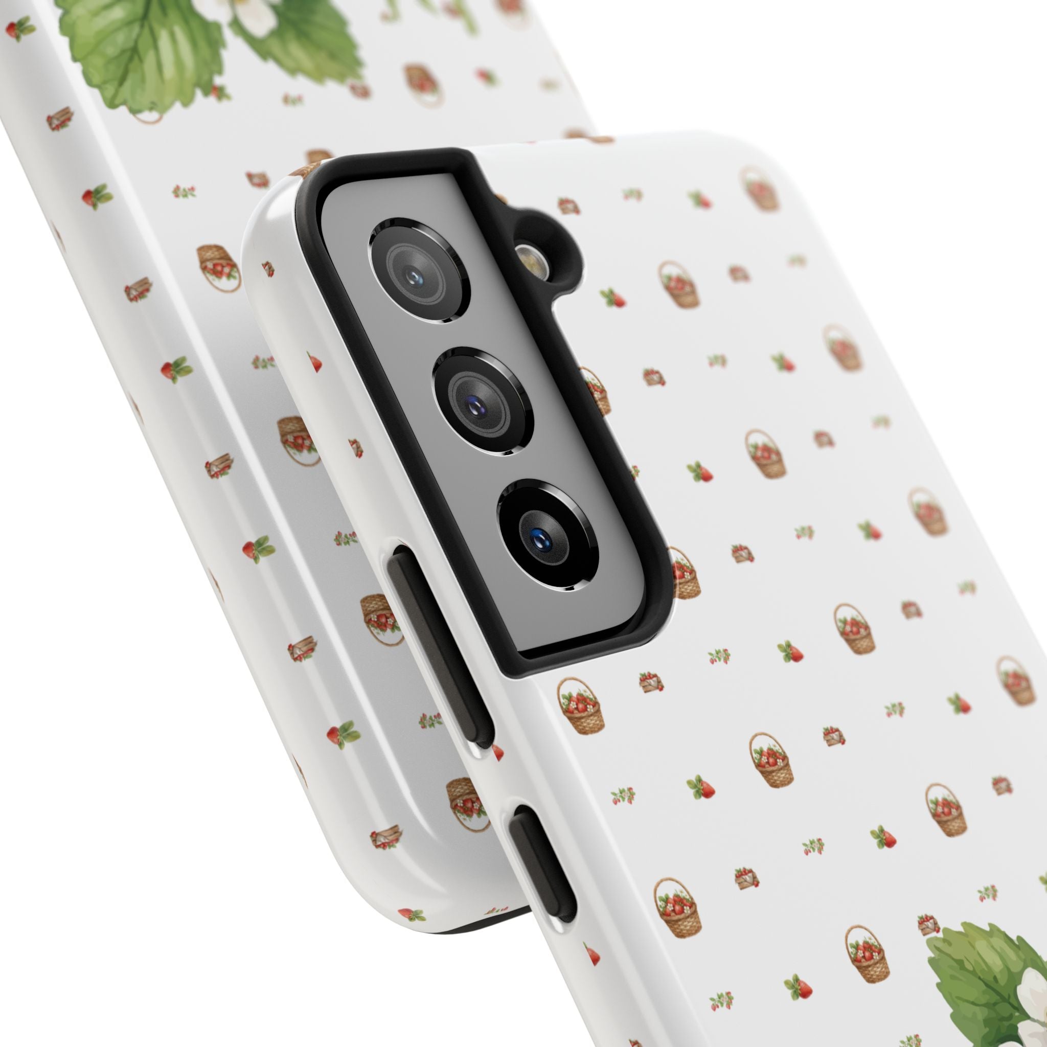 Strawberry Pattern Tough Phone Case — Vintage Botanical Fruit Design
