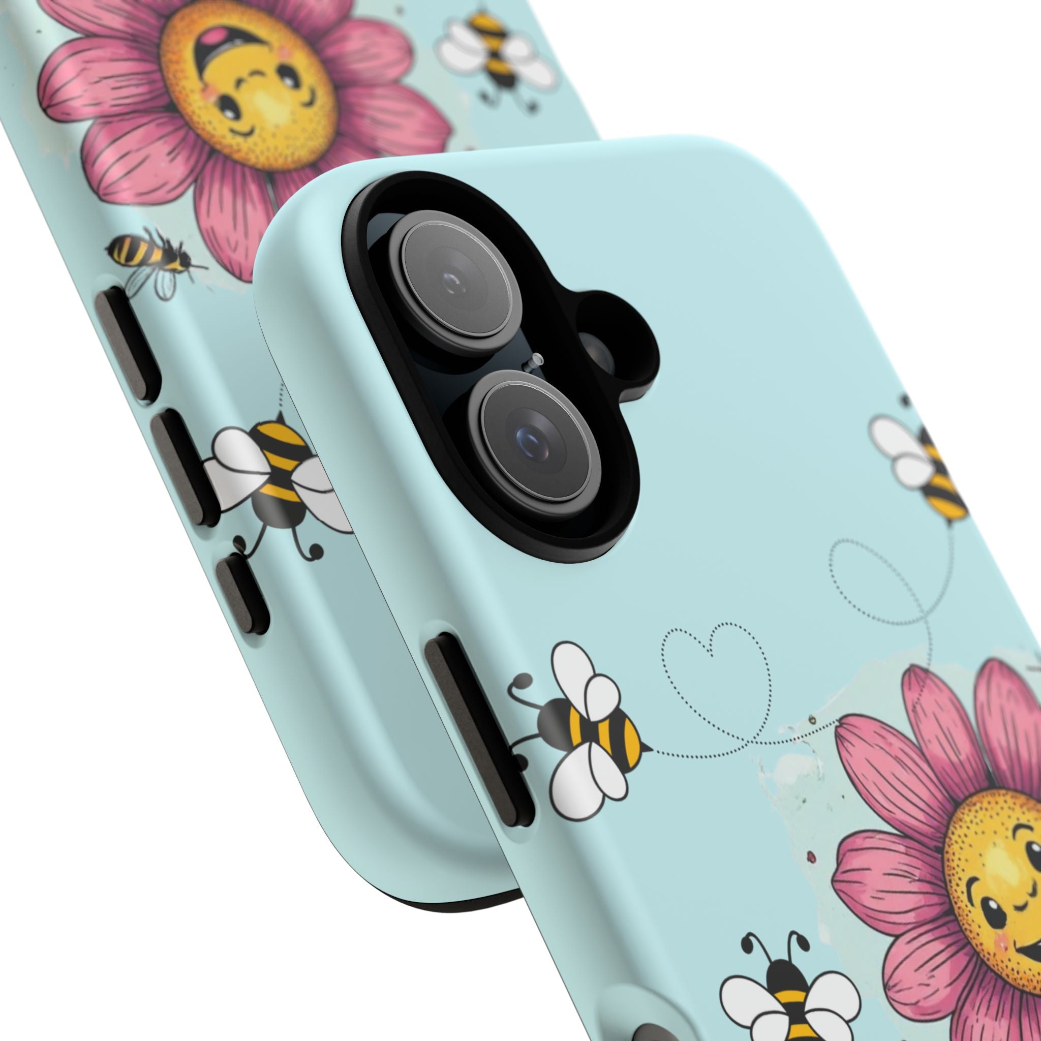 Cute Bee & Smiley Flower Phone Case — Floral Garden Protective Cover