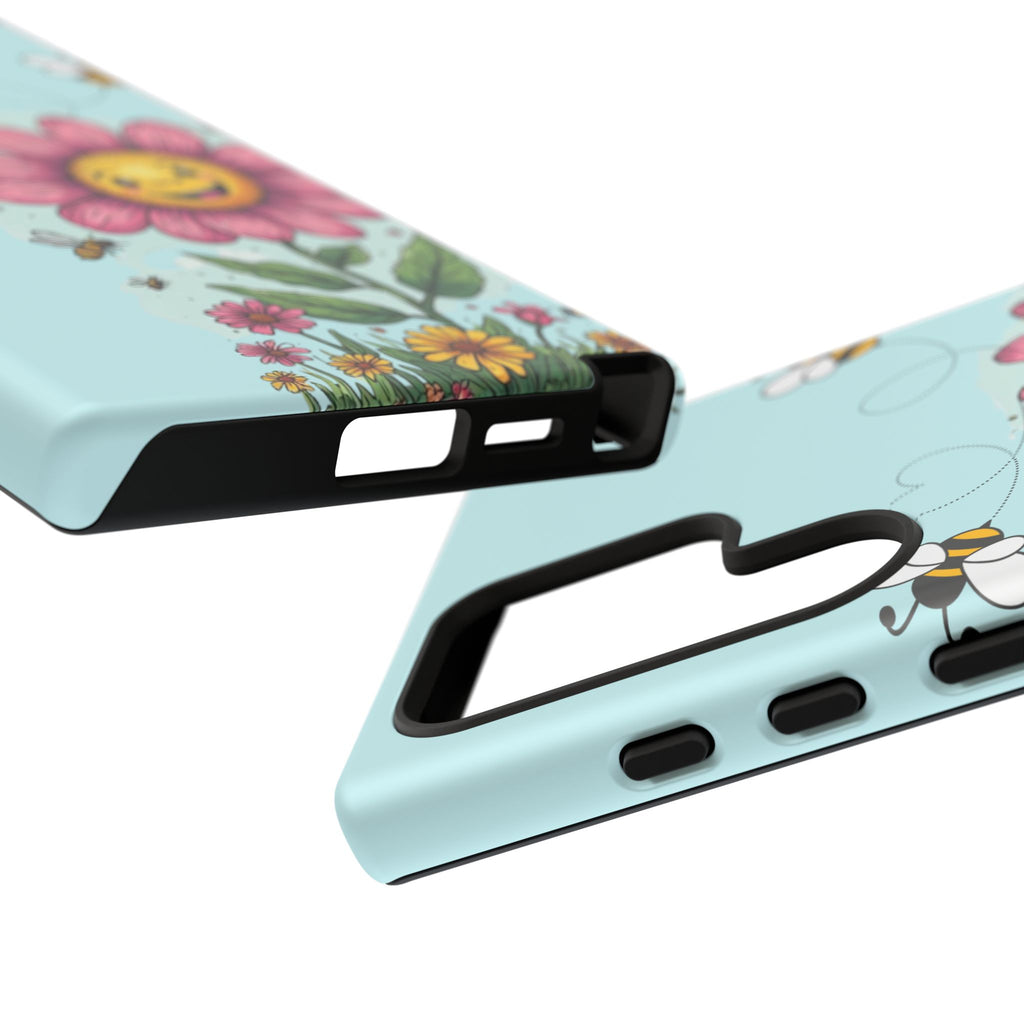 Cute Bee & Smiley Flower Phone Case — Floral Garden Protective Cover