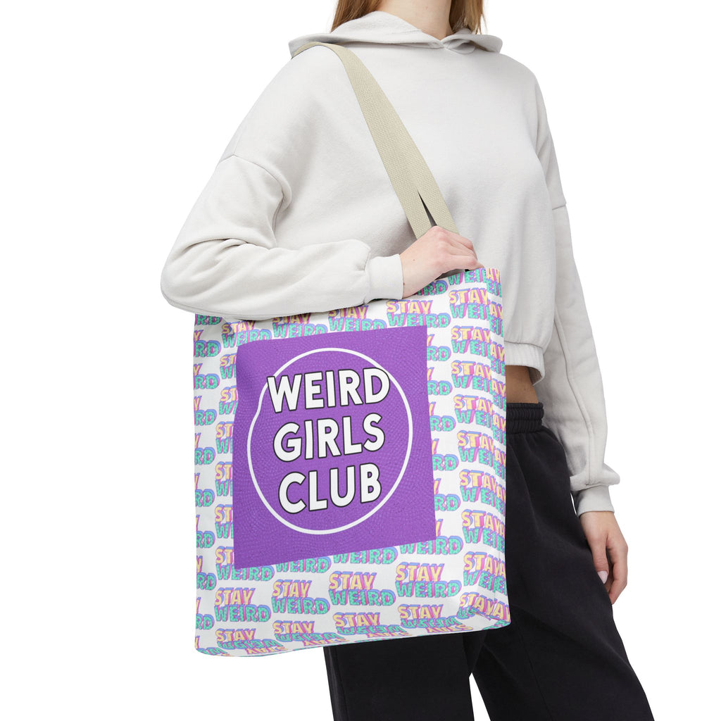 Weird Girls Club Tote Bag – 'Stay Weird' Pattern All-Over Print