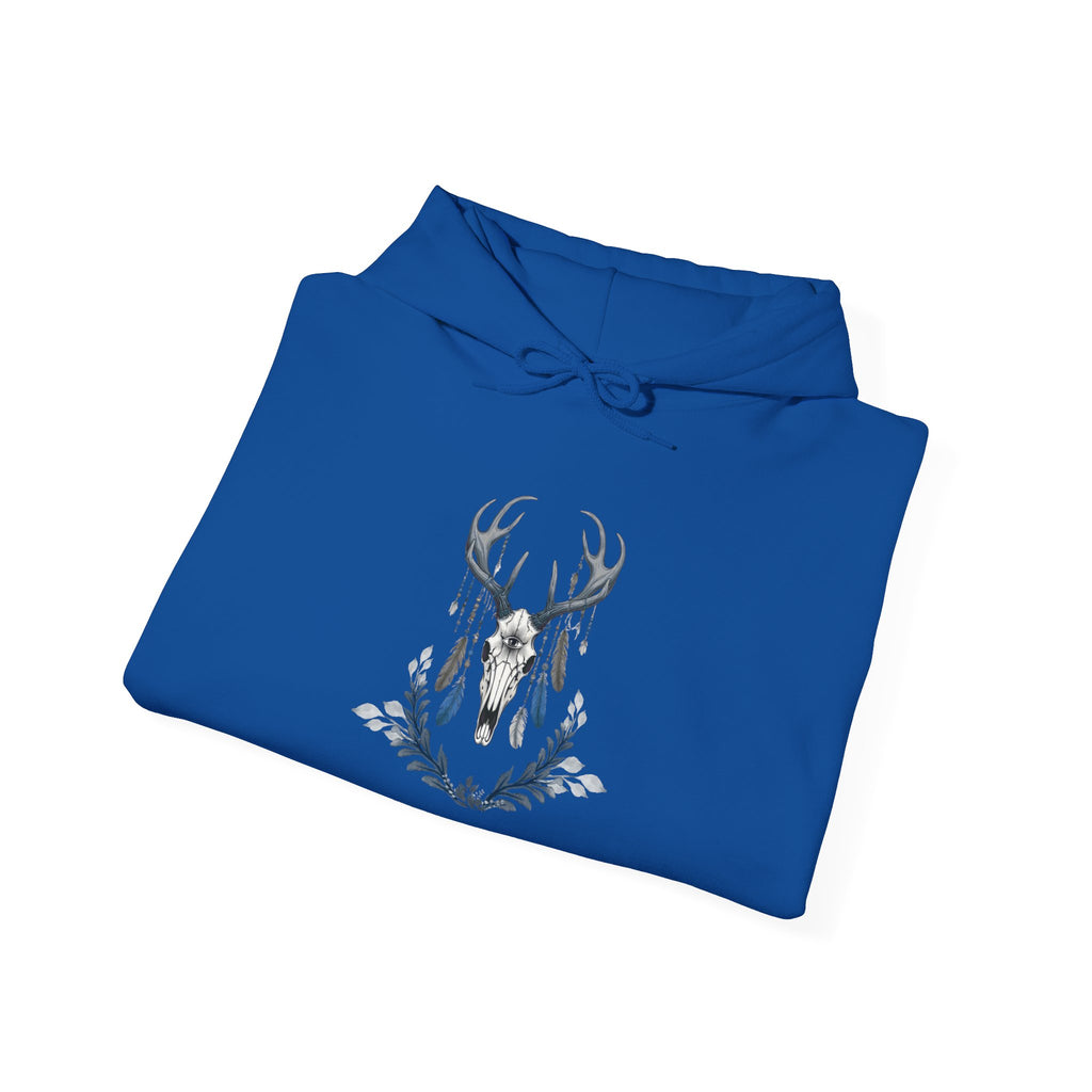 Deer Antler Floral Hoodie – Woodland Nature Graphic Sweatshirt
