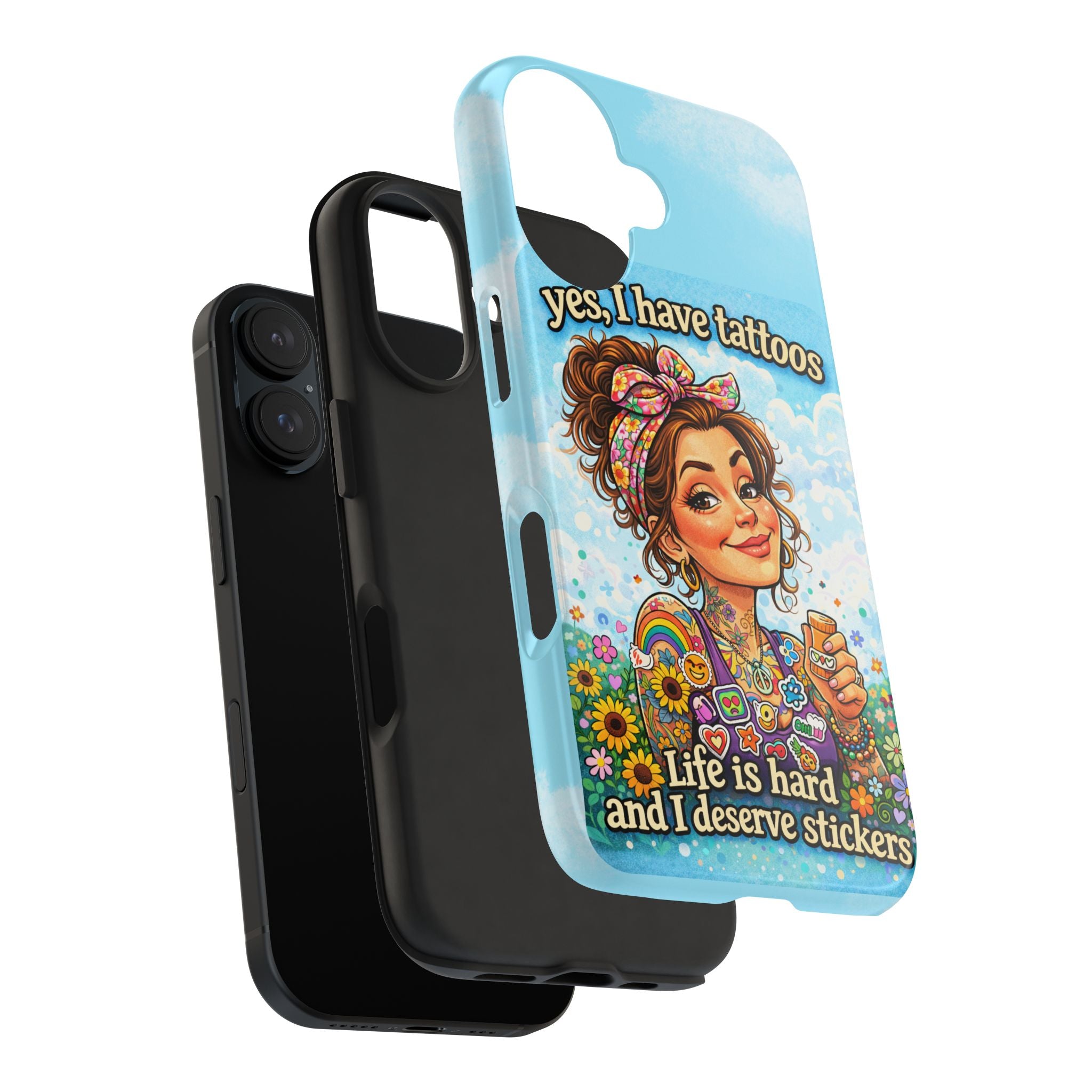 Phone Case — “Yes, I Have Tattoos” Floral Sticker-Loving Protective Case