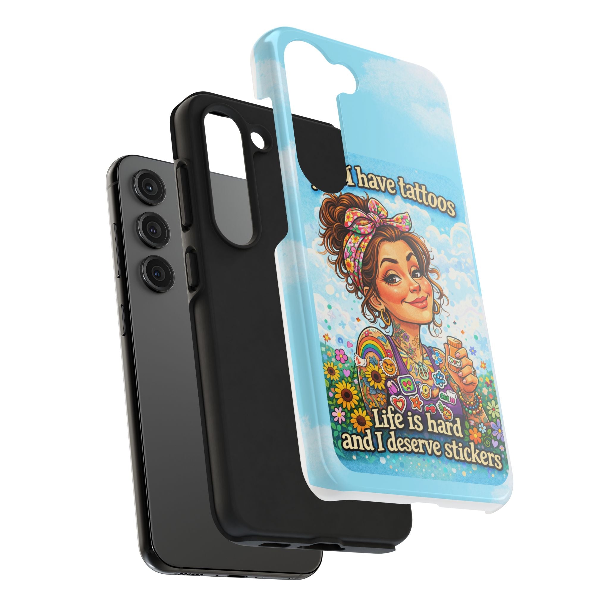 Phone Case — “Yes, I Have Tattoos” Floral Sticker-Loving Protective Case