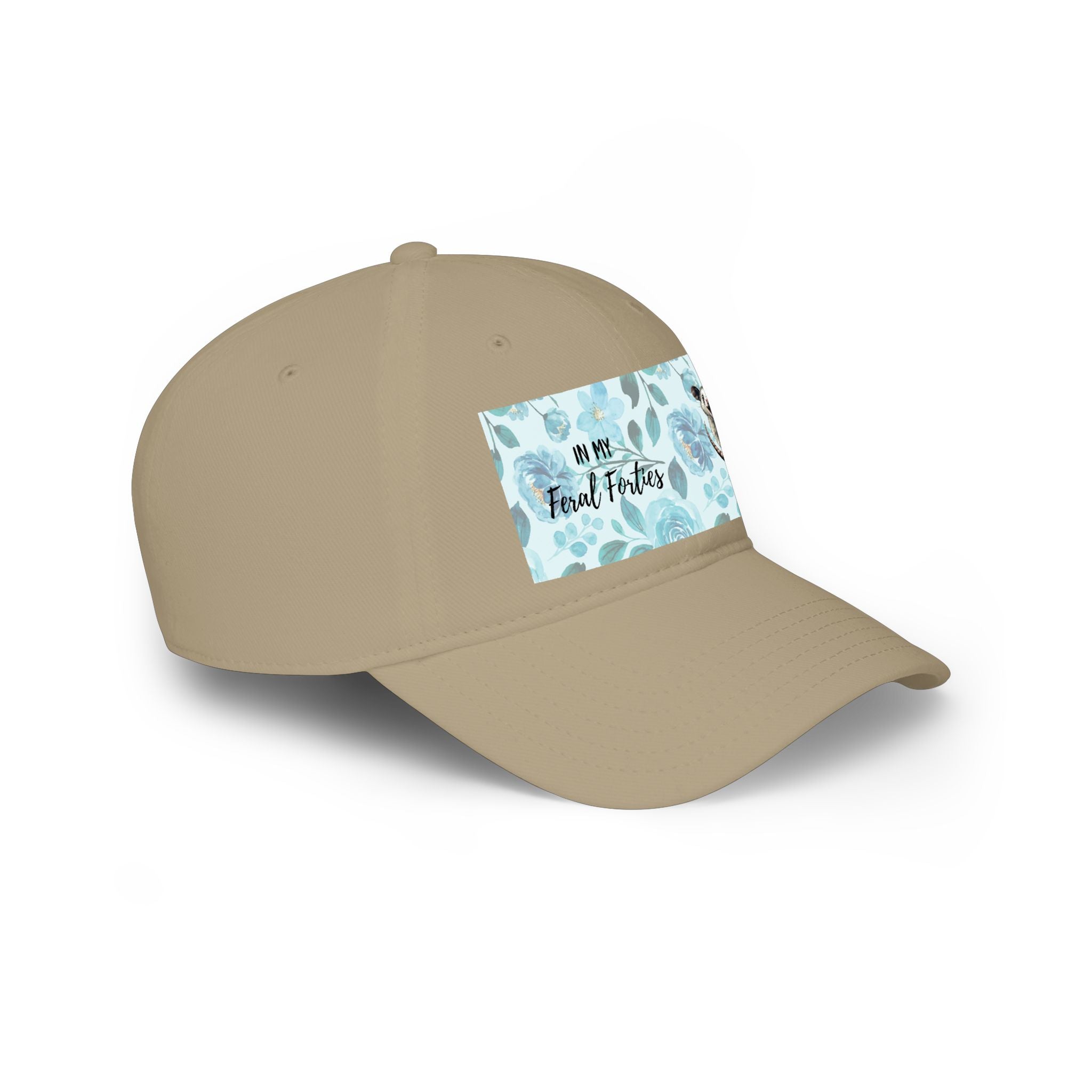 Baseball Cap - "In My Feral Forties" Floral Design with Raccoon & Possum Illustration