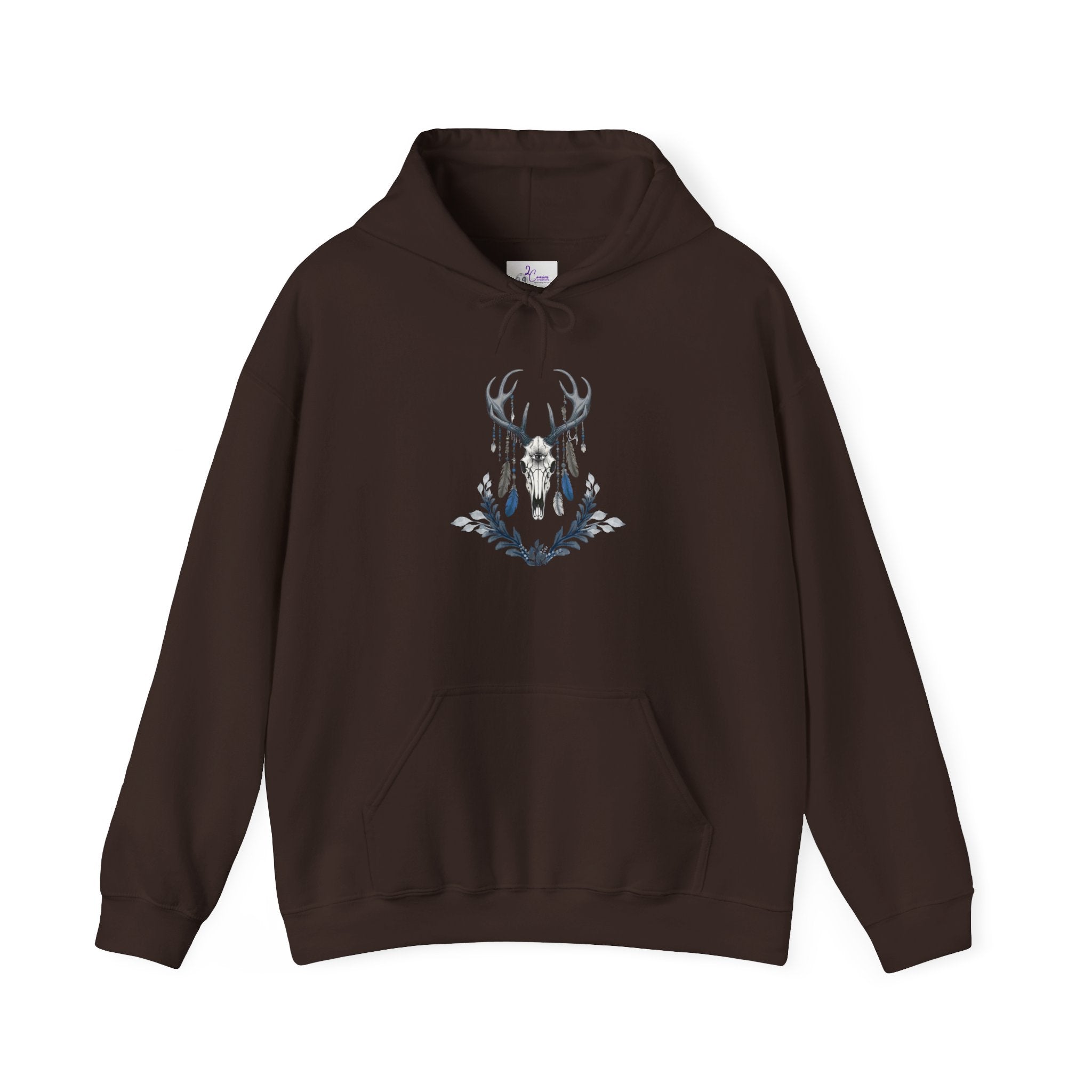 Deer Antler Floral Hoodie – Woodland Nature Graphic Sweatshirt