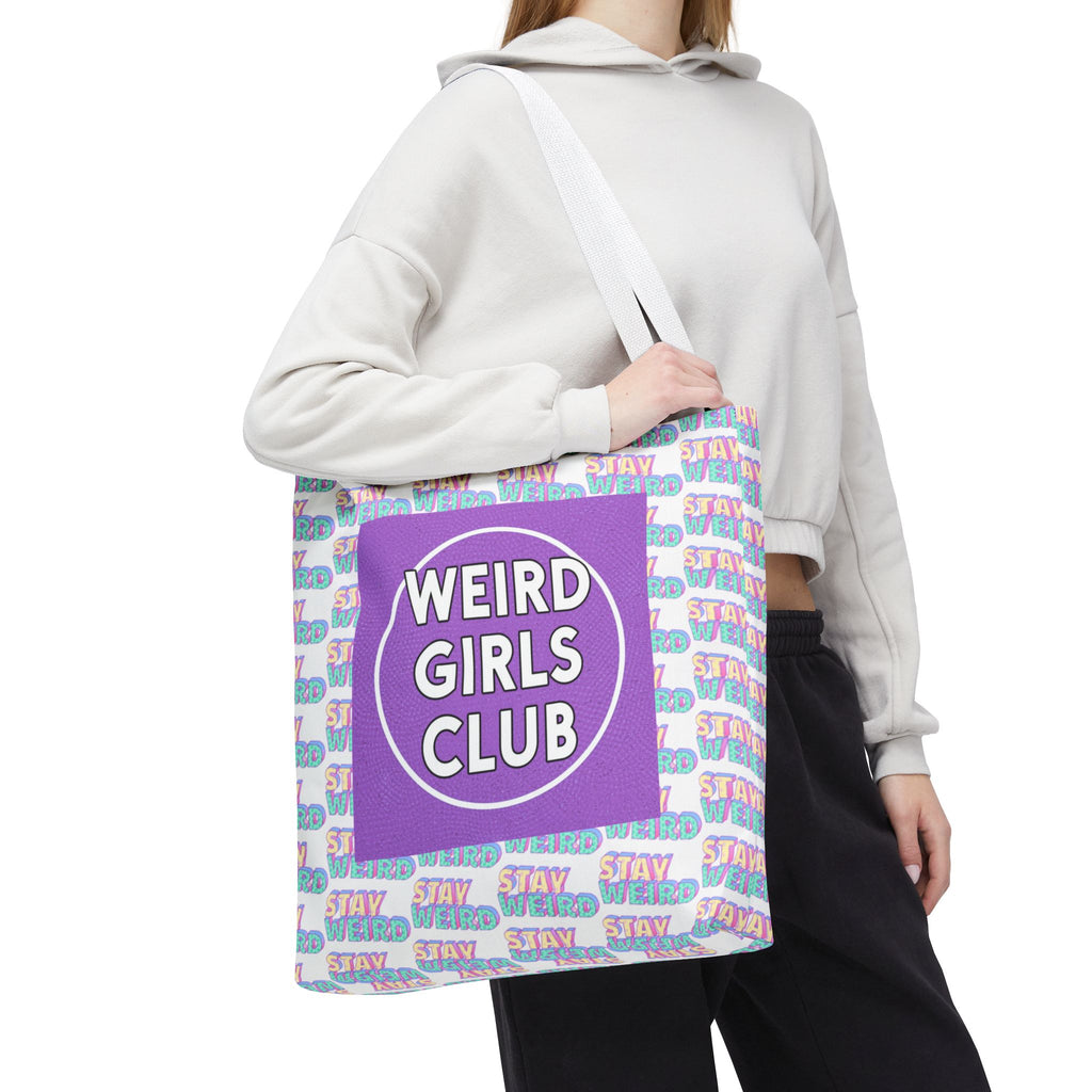 Weird Girls Club Tote Bag – 'Stay Weird' Pattern All-Over Print