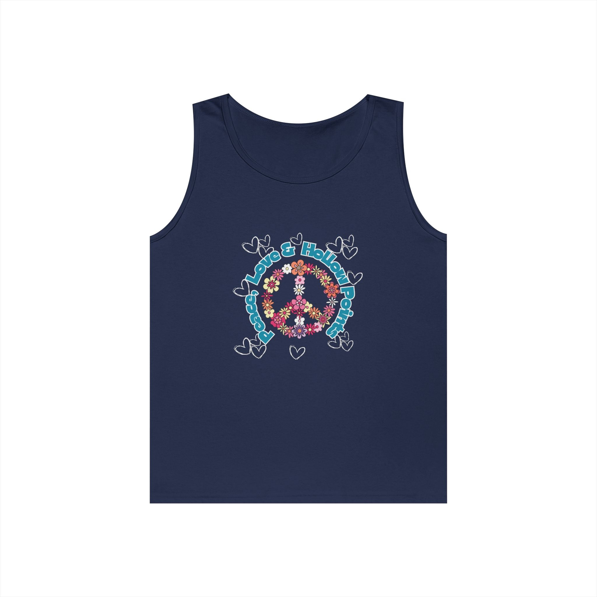 Peace, Love, Hollow Points Floral Tank — Funny Quote Graphic Tank Top