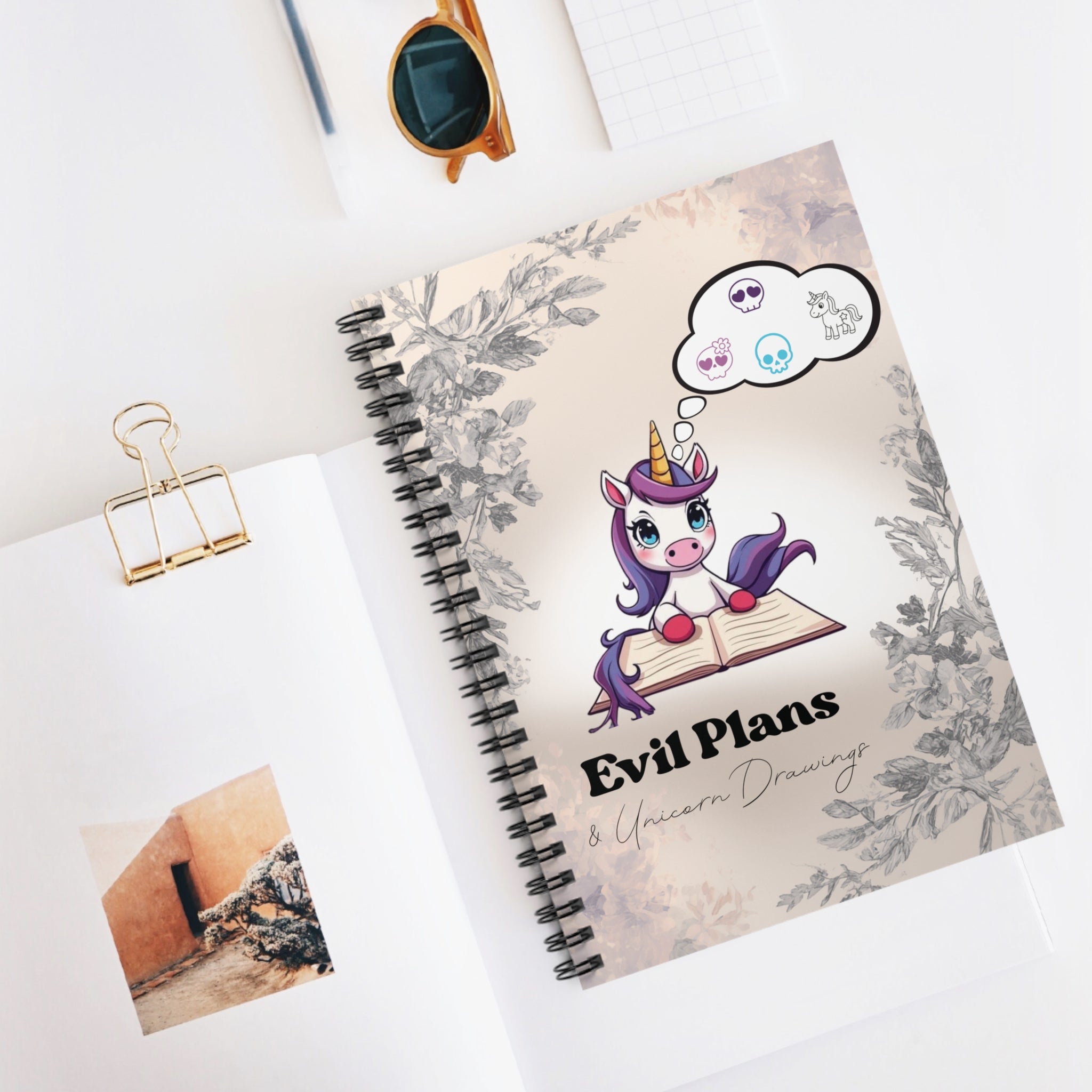 Evil Plans Unicorn Spiral Notebook — Ruled Journal for Notes & Sketches