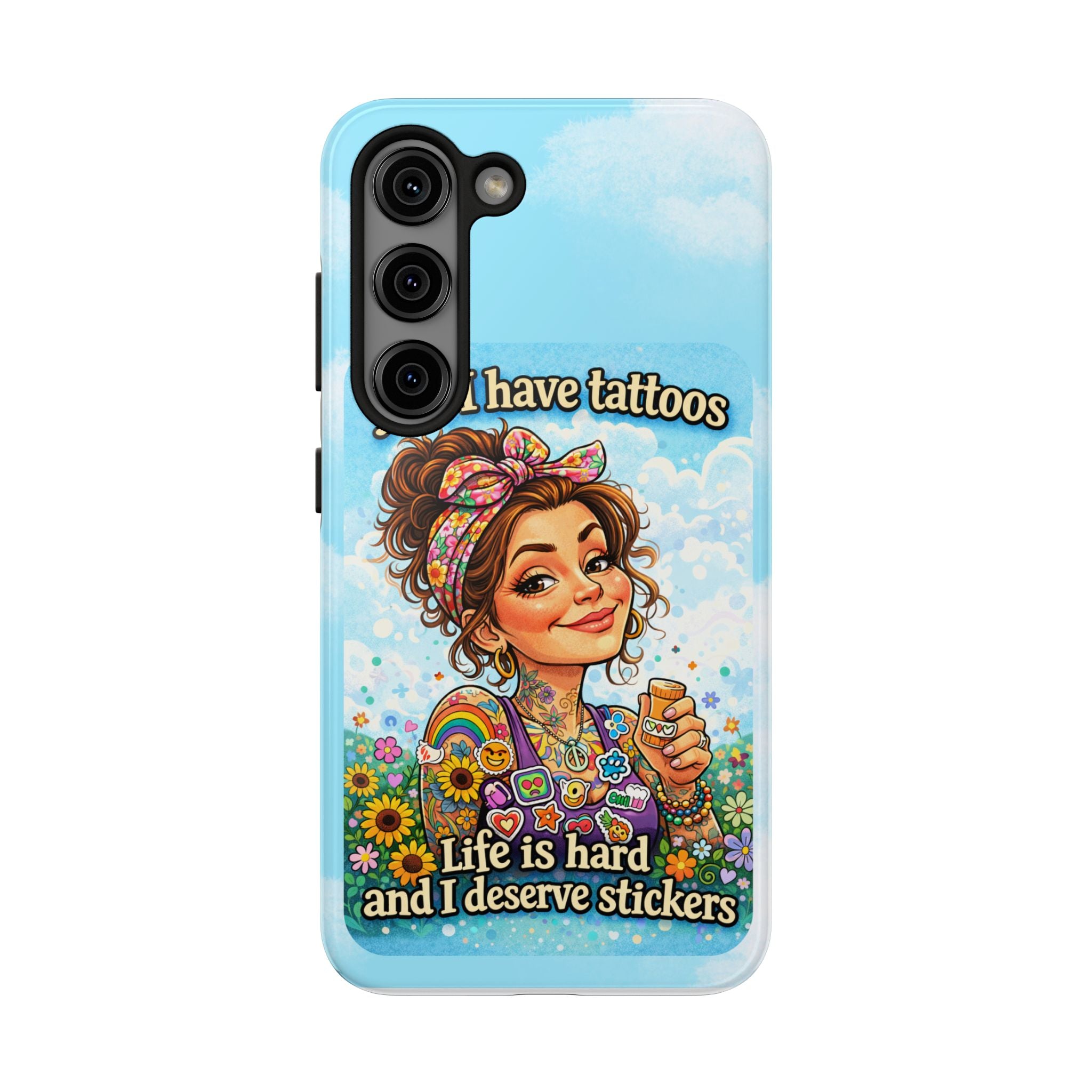 Phone Case — “Yes, I Have Tattoos” Floral Sticker-Loving Protective Case