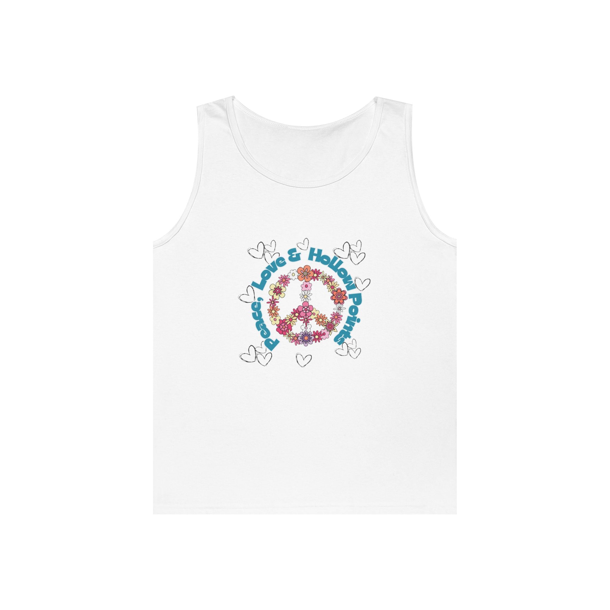 Peace, Love, Hollow Points Floral Tank — Funny Quote Graphic Tank Top