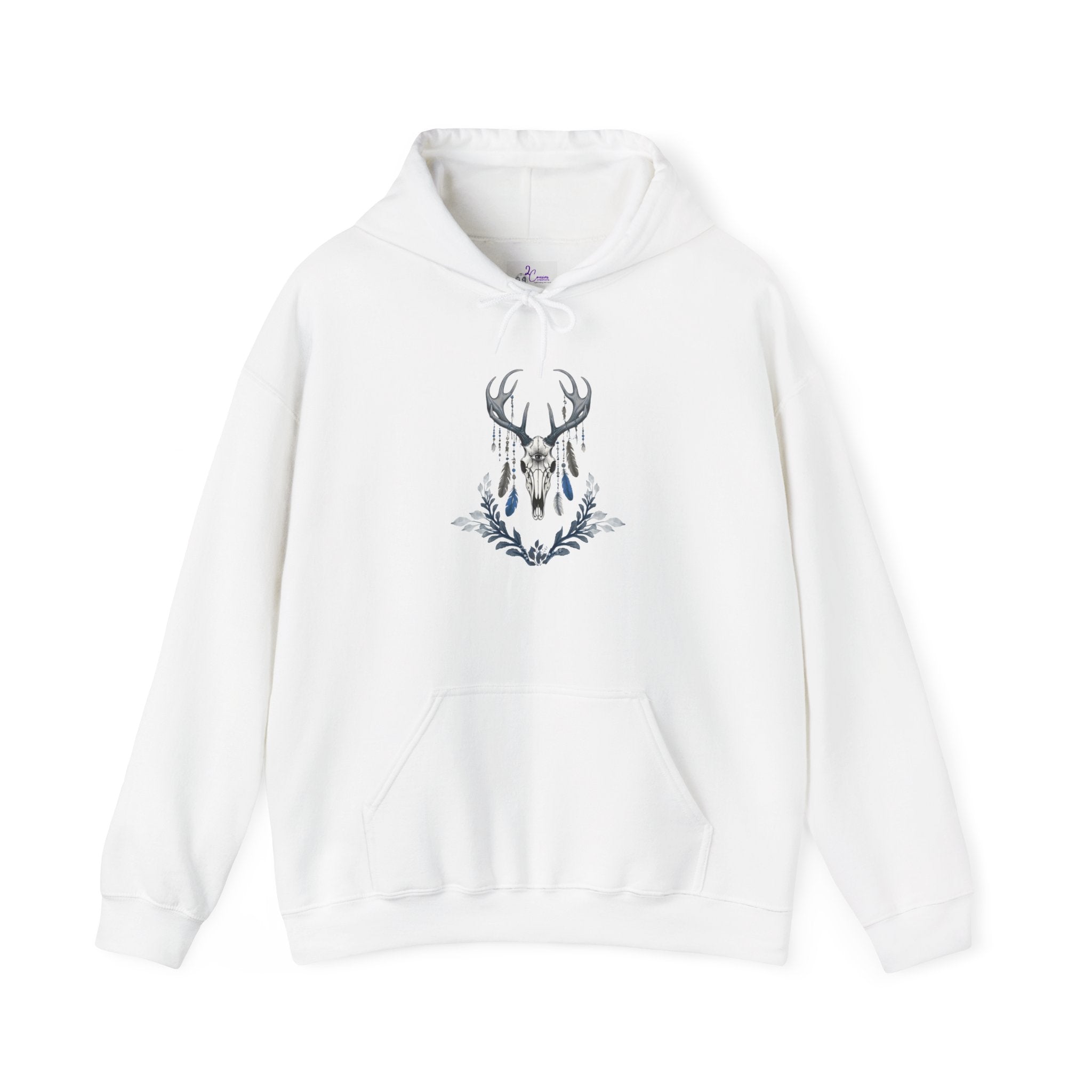 Deer Antler Floral Hoodie – Woodland Nature Graphic Sweatshirt