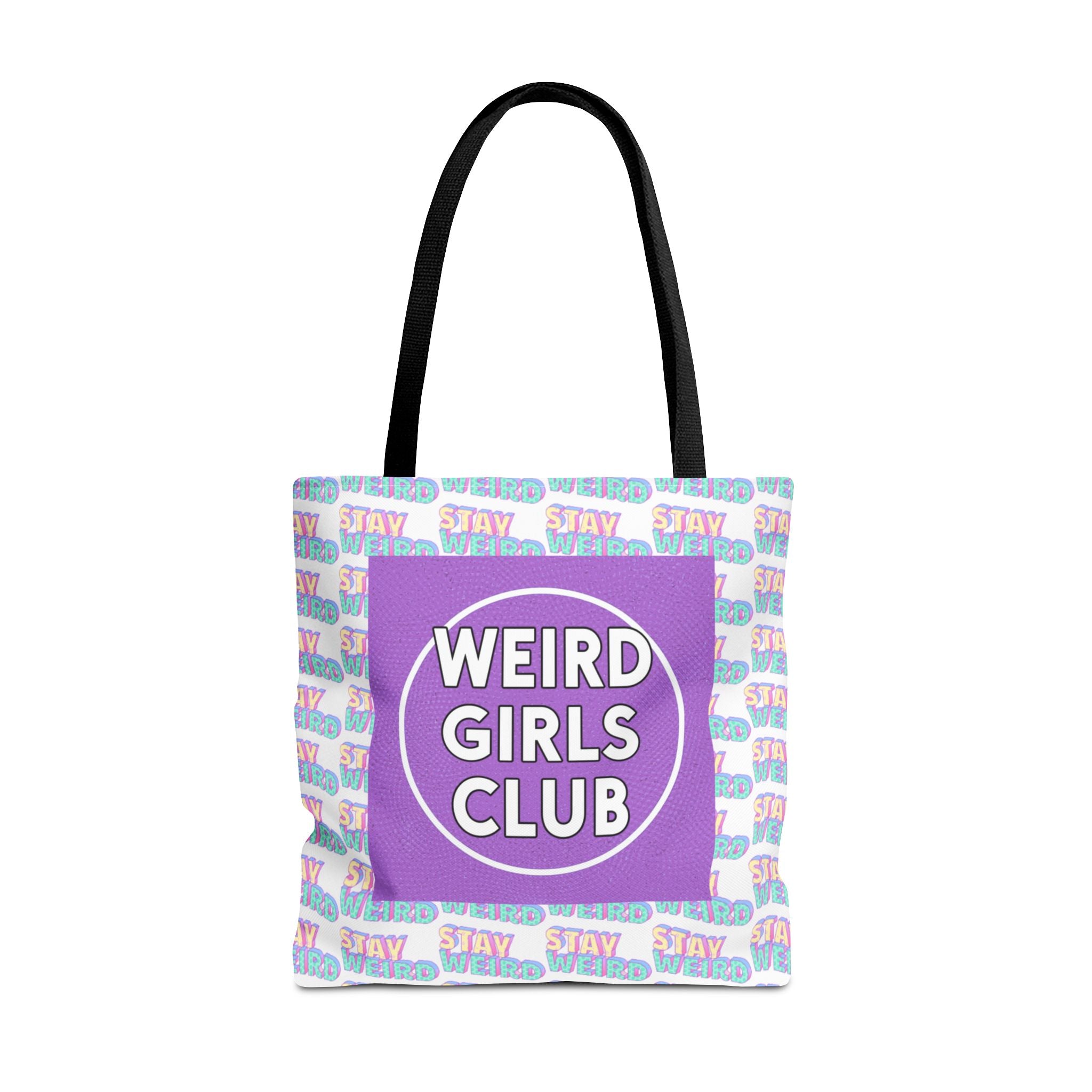 Weird Girls Club Tote Bag – 'Stay Weird' Pattern All-Over Print