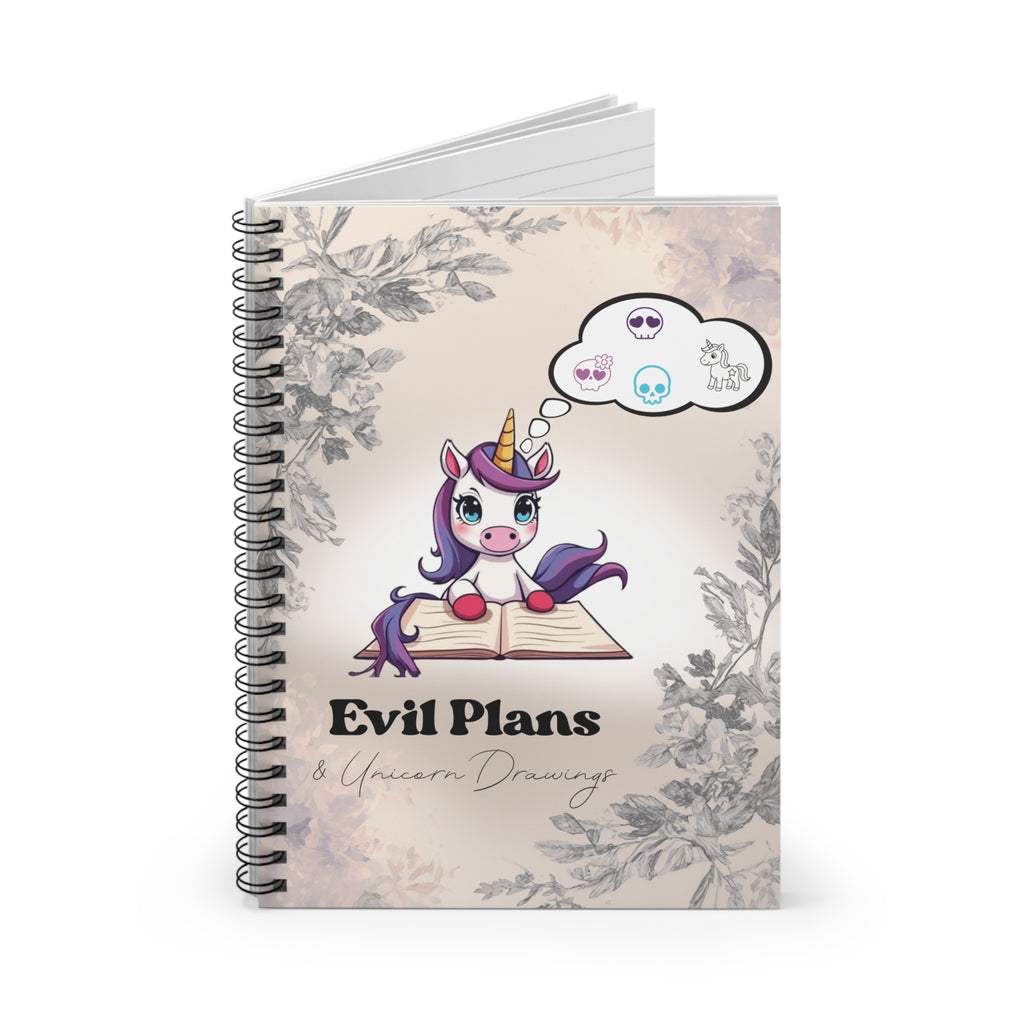 Evil Plans Unicorn Spiral Notebook — Ruled Journal for Notes & Sketches