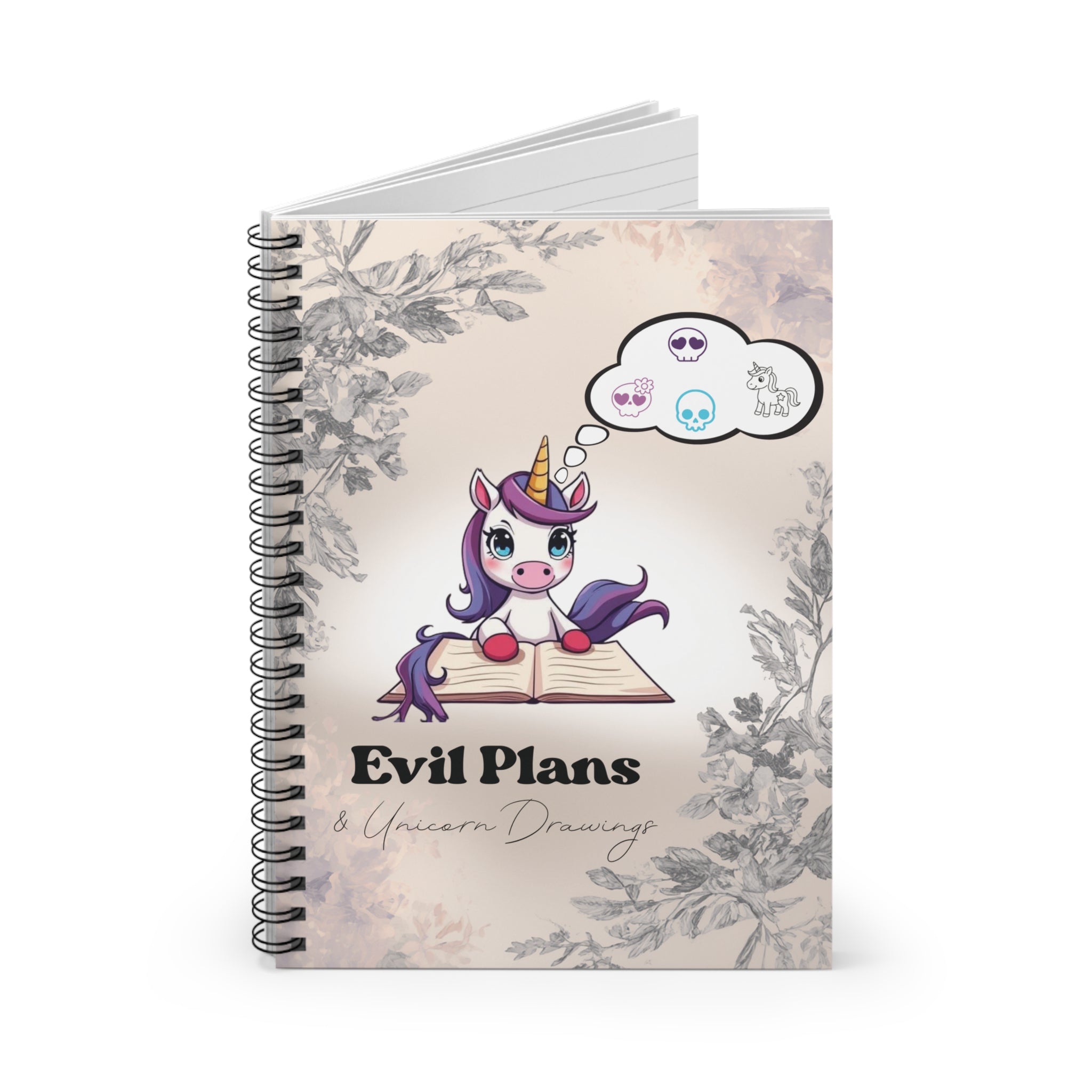 Evil Plans Unicorn Spiral Notebook — Ruled Journal for Notes & Sketches