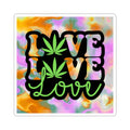 Love Love Love Cannabis Sticker — Colorful Tie-Dye Kiss-Cut Sticker
