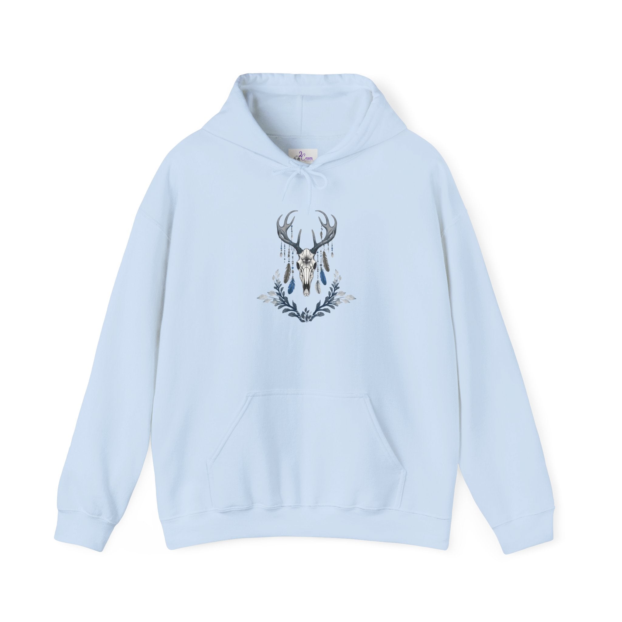 Deer Antler Floral Hoodie – Woodland Nature Graphic Sweatshirt