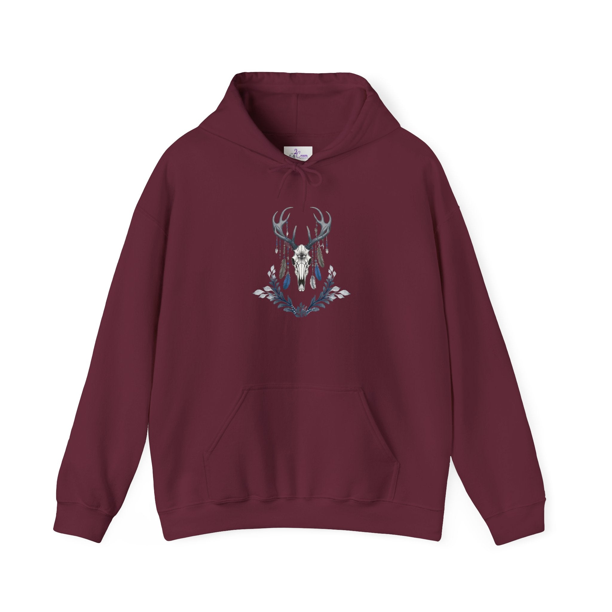 Deer Antler Floral Hoodie – Woodland Nature Graphic Sweatshirt
