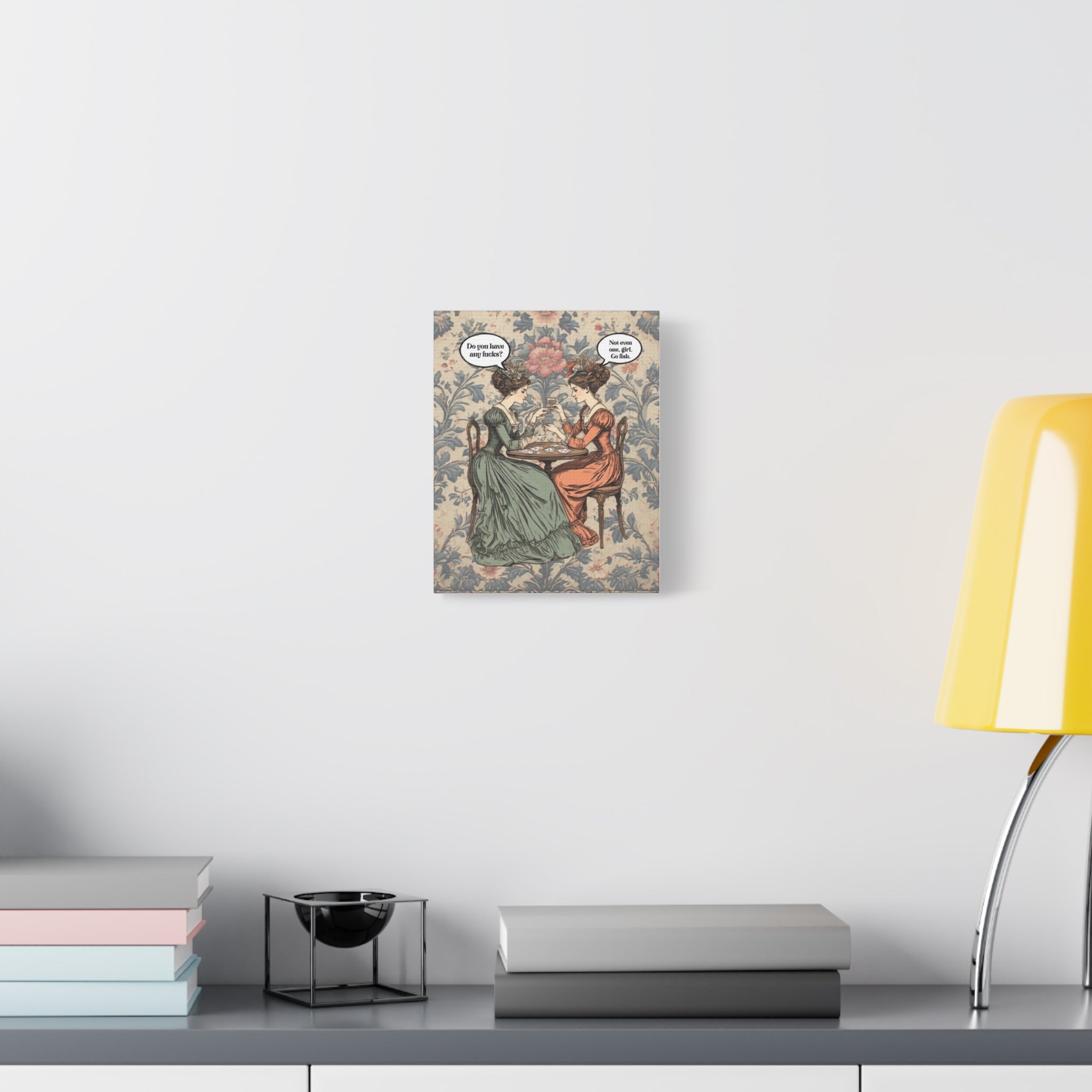 Vintage Teatime Canvas Print — “Do You Have Any F...S?” Decorative Wall Art