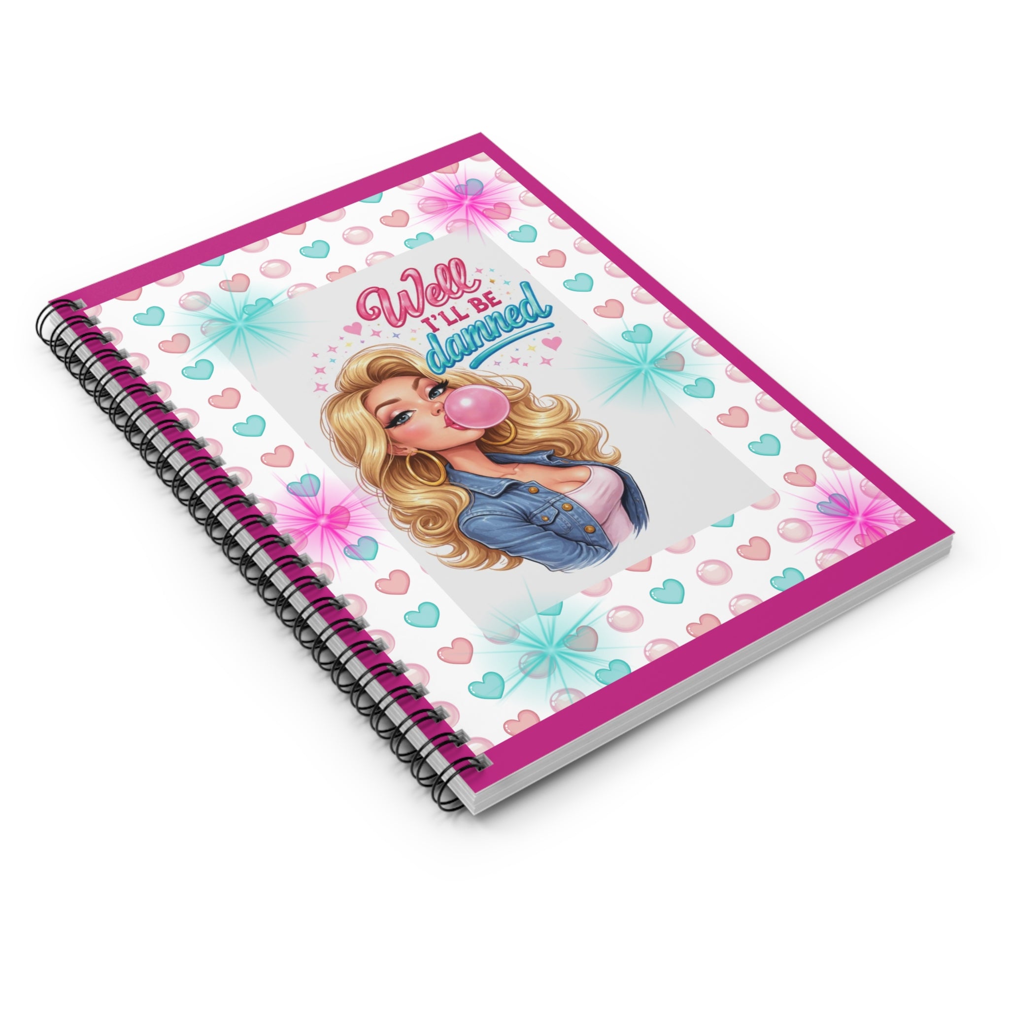 Bubblegum Babe Spiral Notebook — "Well I'll Be Damned" Ruled Journal