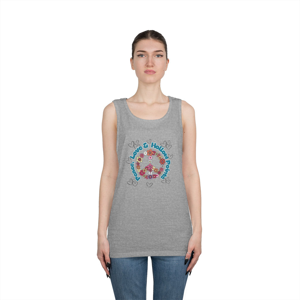 Peace, Love, Hollow Points Floral Tank — Funny Quote Graphic Tank Top