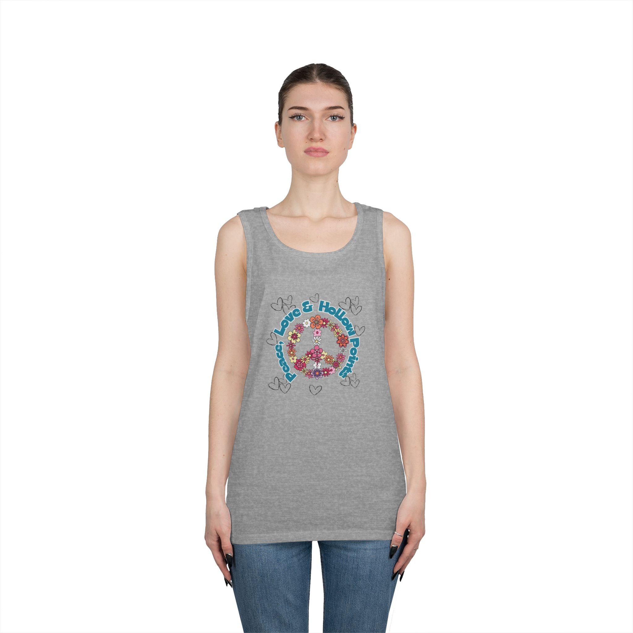 Peace, Love, Hollow Points Floral Tank — Funny Quote Graphic Tank Top