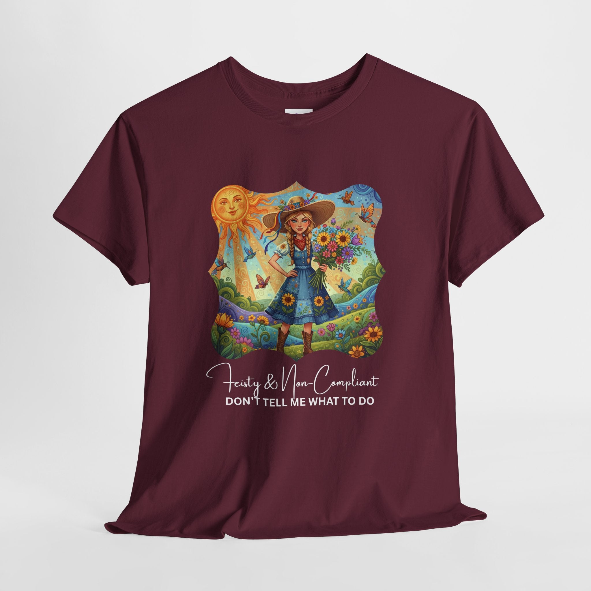 Summer Sunflower Scarecrow T-Shirt — "Don't Tell Me What To Do" Graphic Tee
