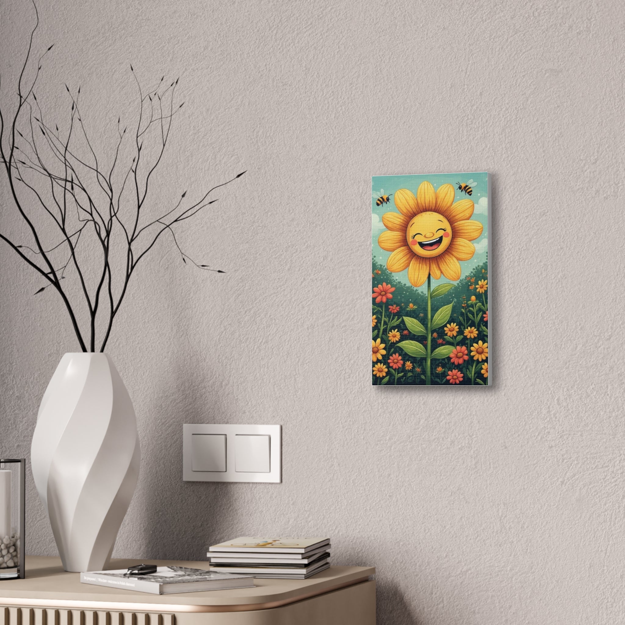 Happy Sunflower Canvas Wall Art — Cheerful Floral Nursery Decor