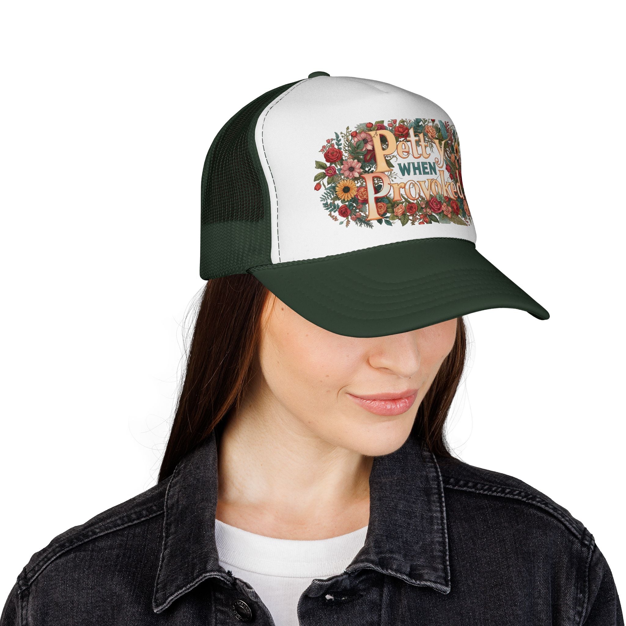 Petty When Provoked Floral Trucker Cap — Vintage Country Mesh Hat for Women