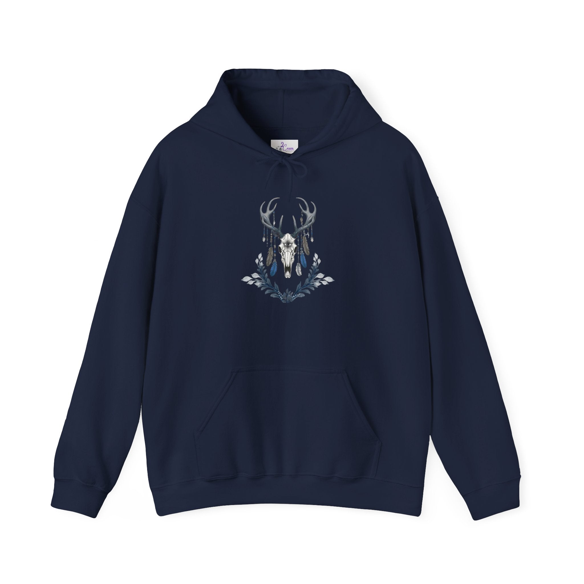 Deer Antler Floral Hoodie – Woodland Nature Graphic Sweatshirt