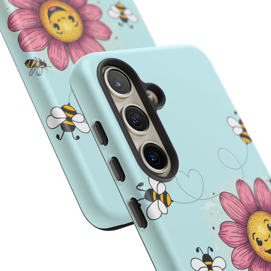 Cute Bee & Smiley Flower Phone Case — Floral Garden Protective Cover