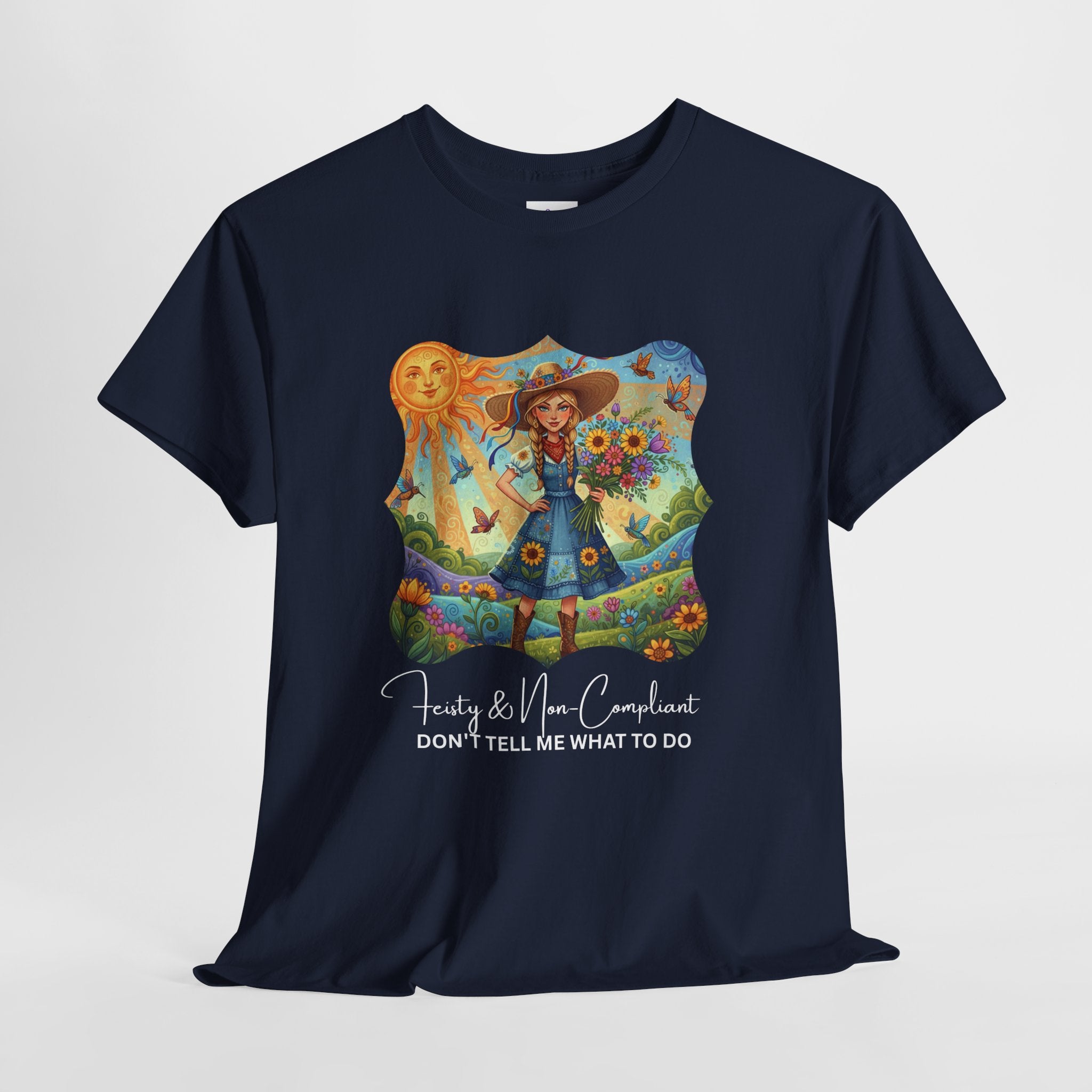 Summer Sunflower Scarecrow T-Shirt — "Don't Tell Me What To Do" Graphic Tee