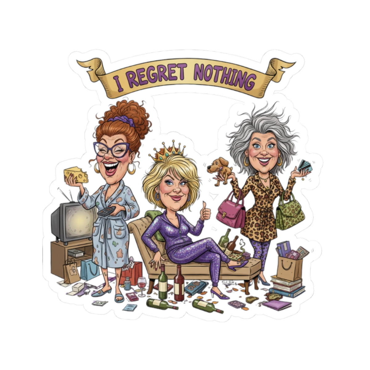 I Regret Nothing Sticker — Funny Golden Girls Tribute Kiss-Cut Sticker