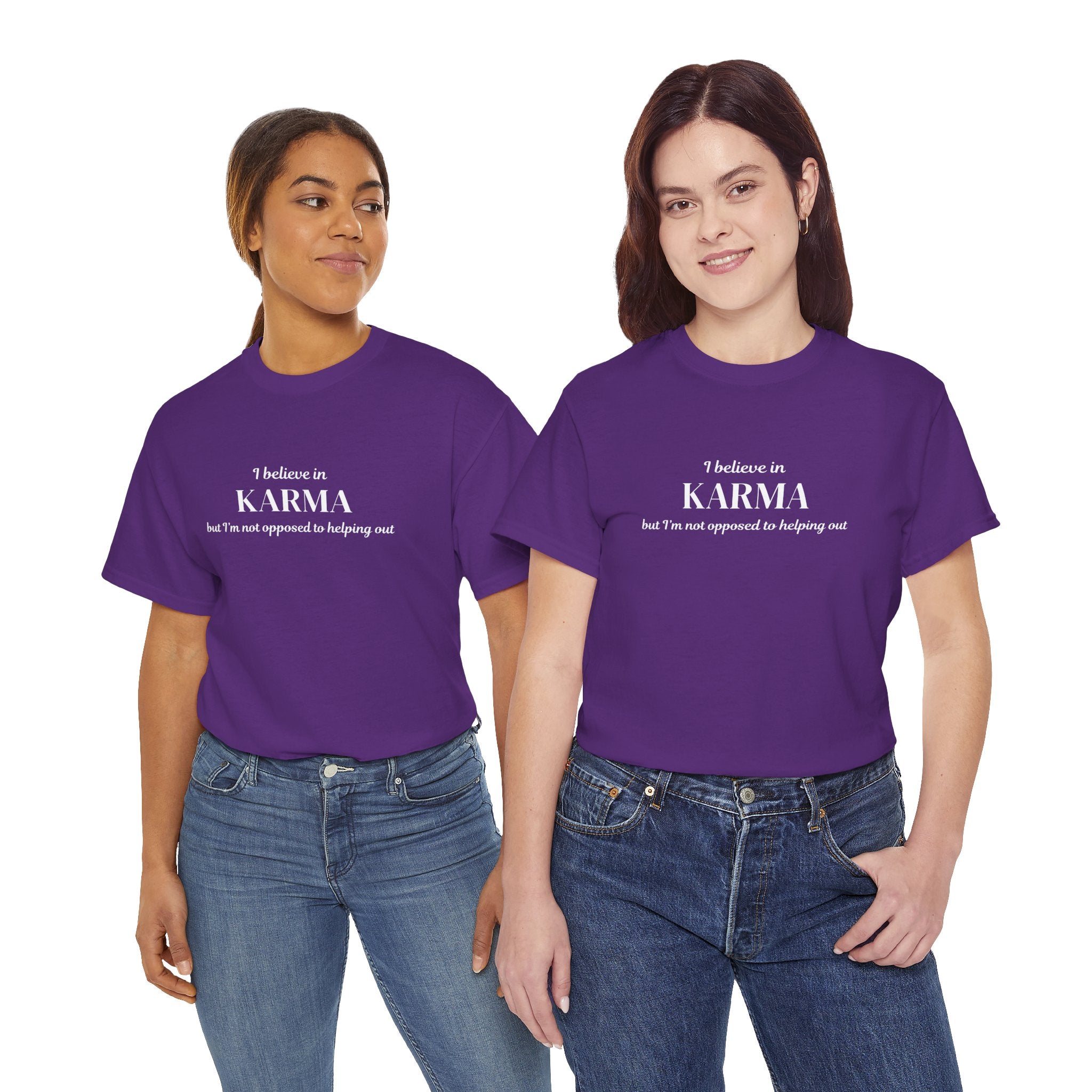 Karma Tee — "I Believe in Karma (But I’m Not Opposed to Helping Out)" Minimalist Graphic T-Shirt