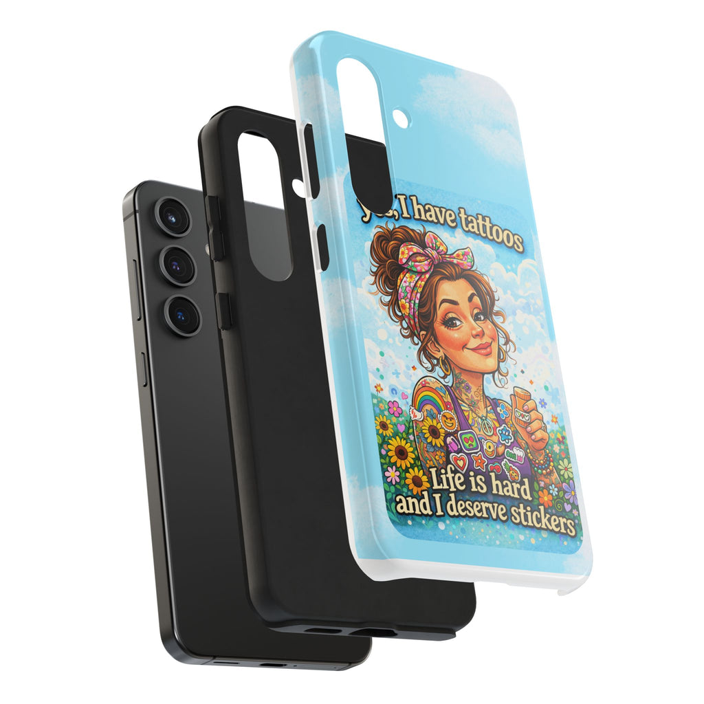 Phone Case — “Yes, I Have Tattoos” Floral Sticker-Loving Protective Case