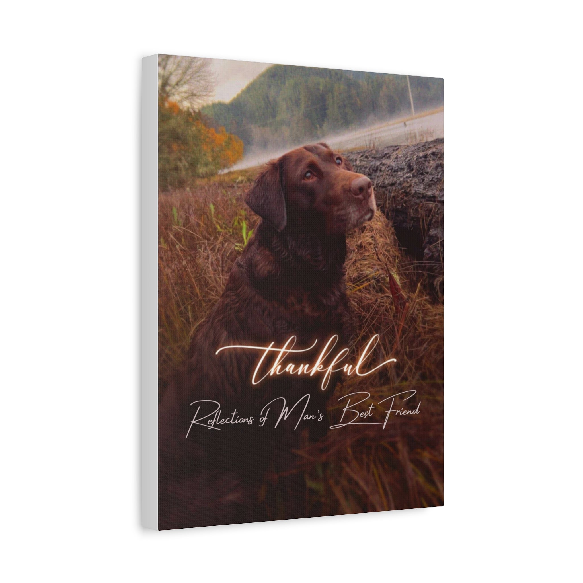 Canvas Wall Art — "Thankful" Dog Photo Matte Canvas (Stretched)