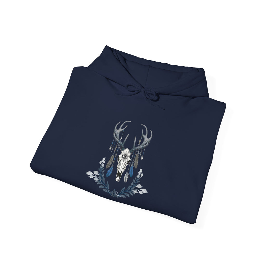Deer Antler Floral Hoodie – Woodland Nature Graphic Sweatshirt