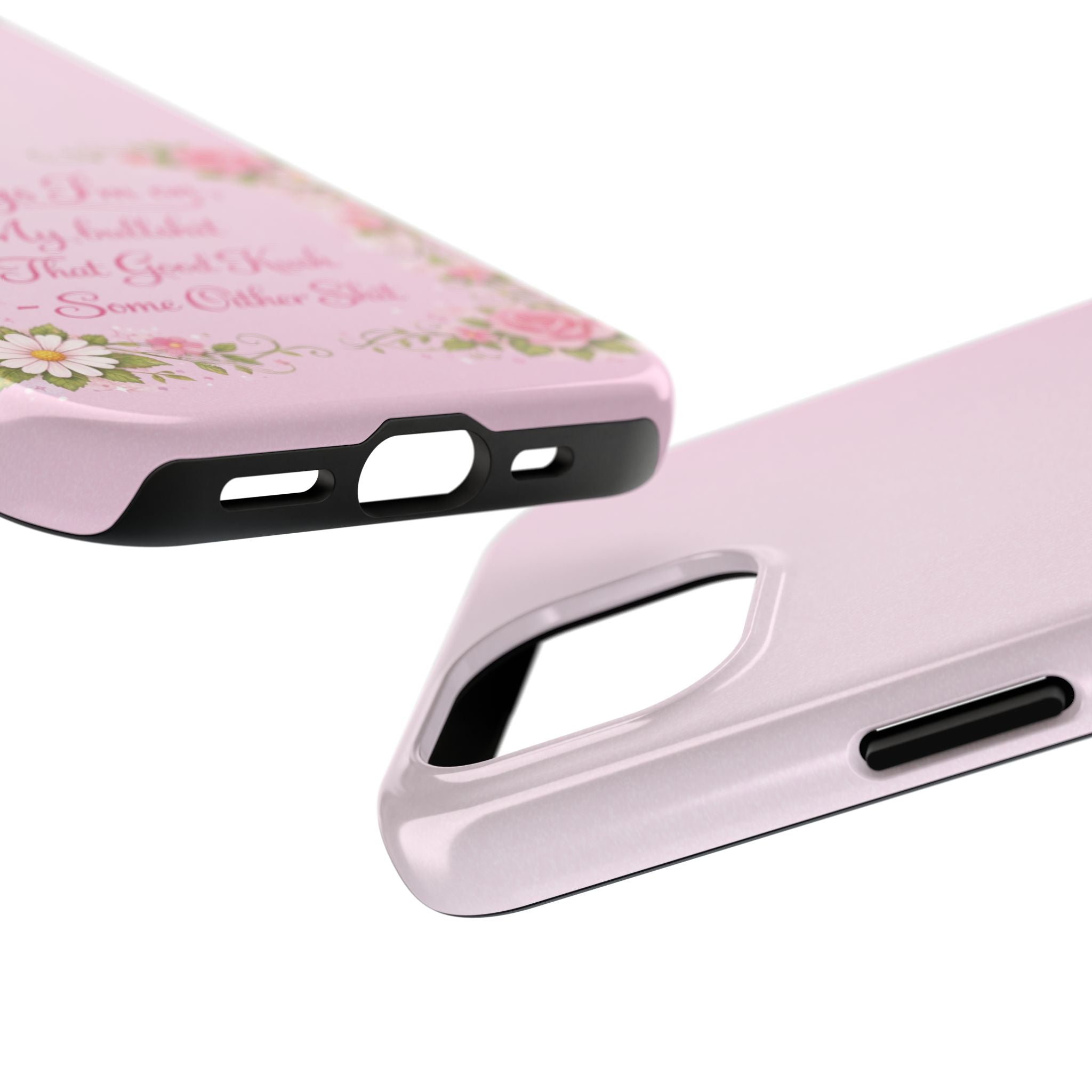 Tough Phone Case — Floral Script "Things I'm On" Protective Phone Cover
