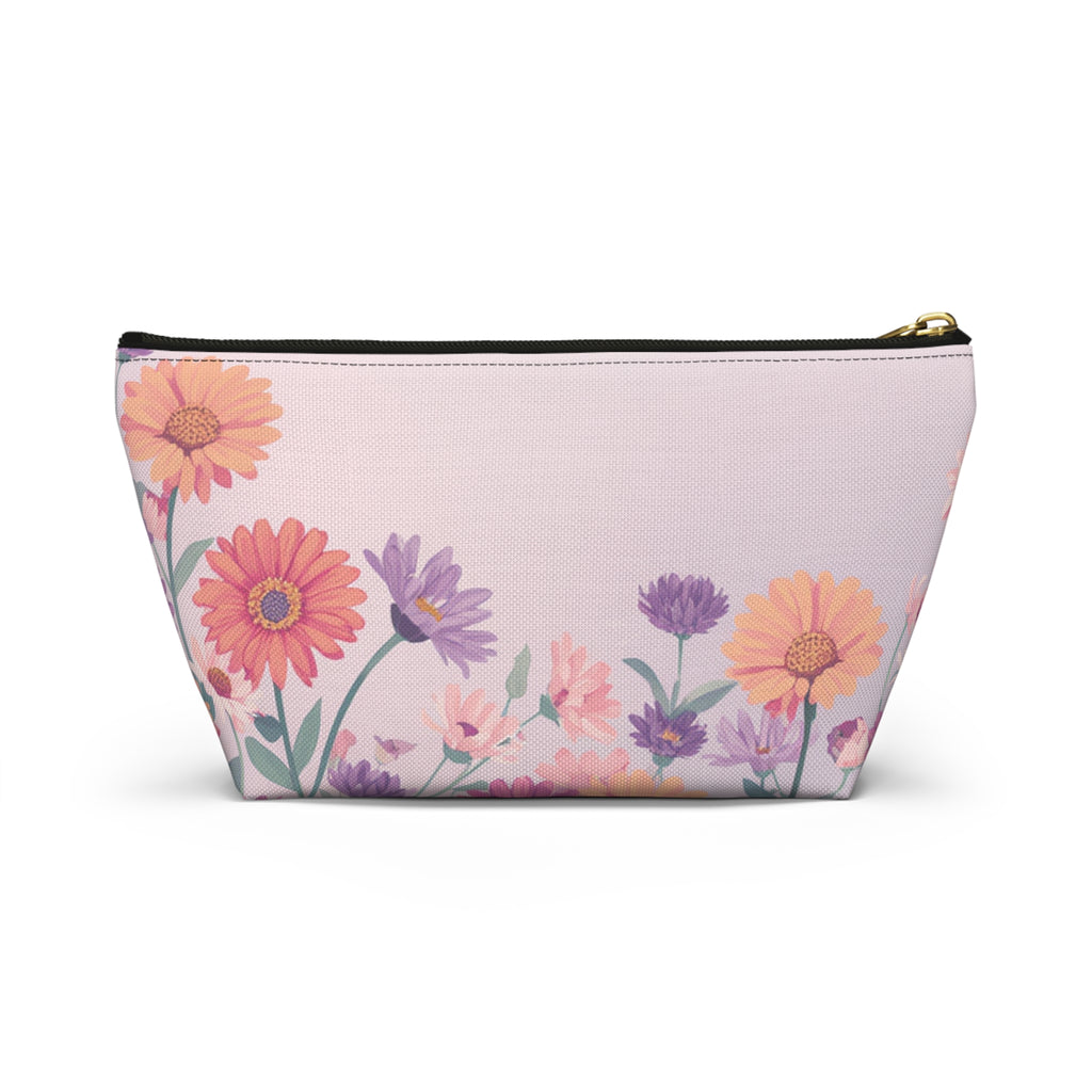 Frog in Bloom "Momma's Garden Bag" Floral Accessory Pouch — Cute Zippered Bag with T‑Bottom