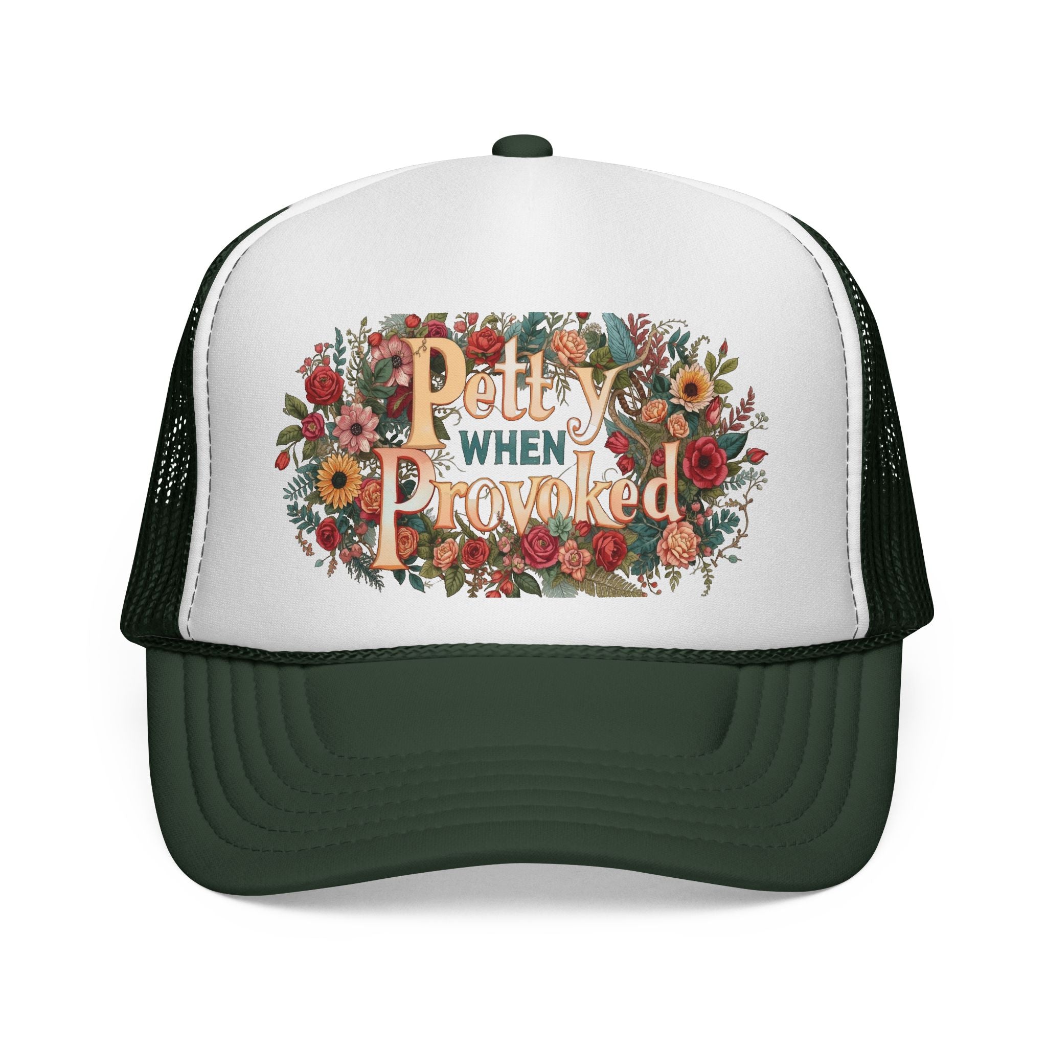Petty When Provoked Floral Trucker Cap — Vintage Country Mesh Hat for Women