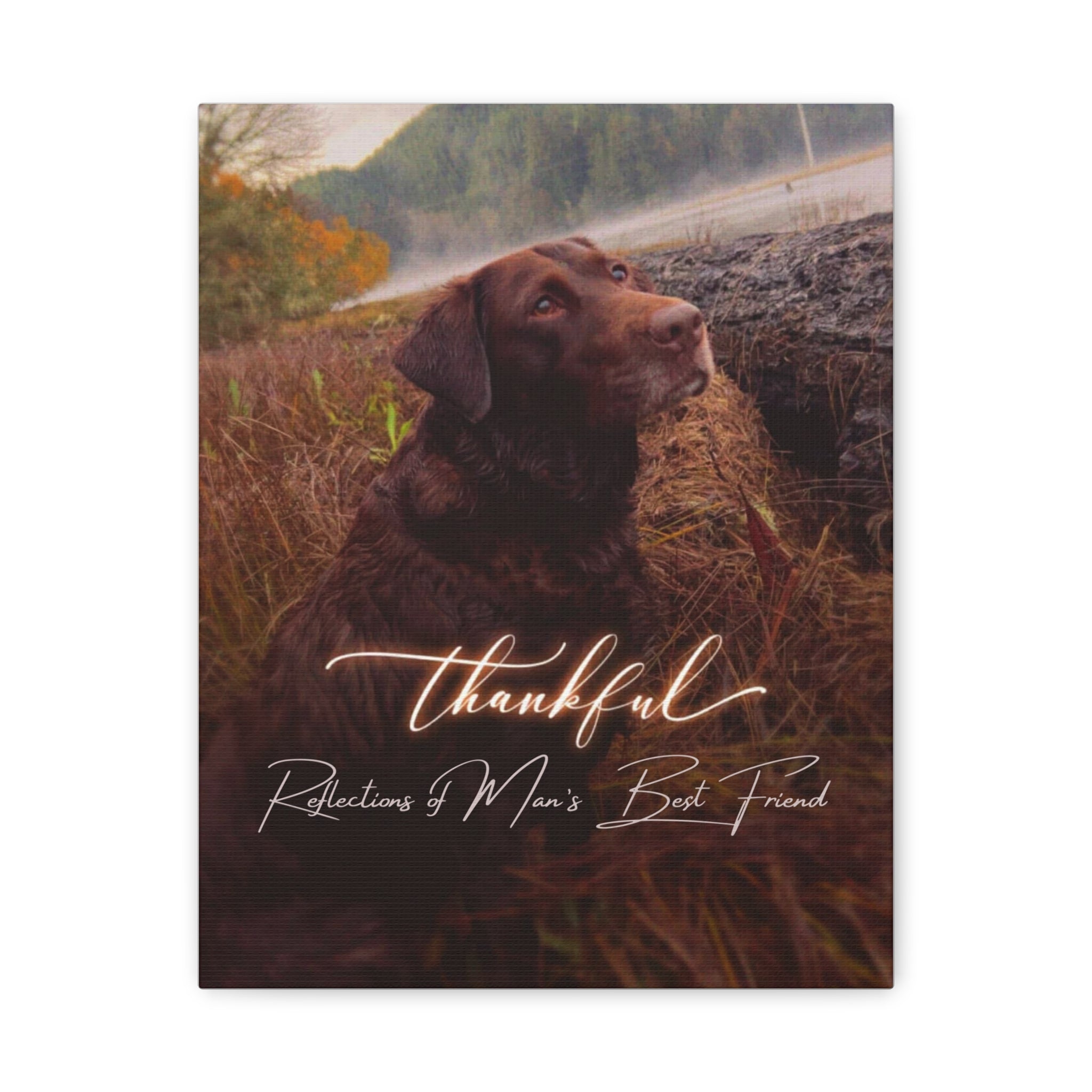 Canvas Wall Art — "Thankful" Dog Photo Matte Canvas (Stretched)