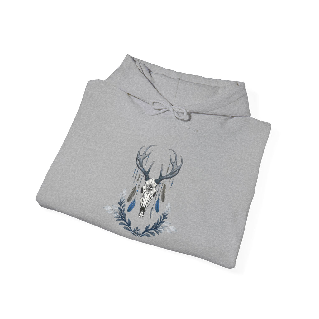 Deer Antler Floral Hoodie – Woodland Nature Graphic Sweatshirt
