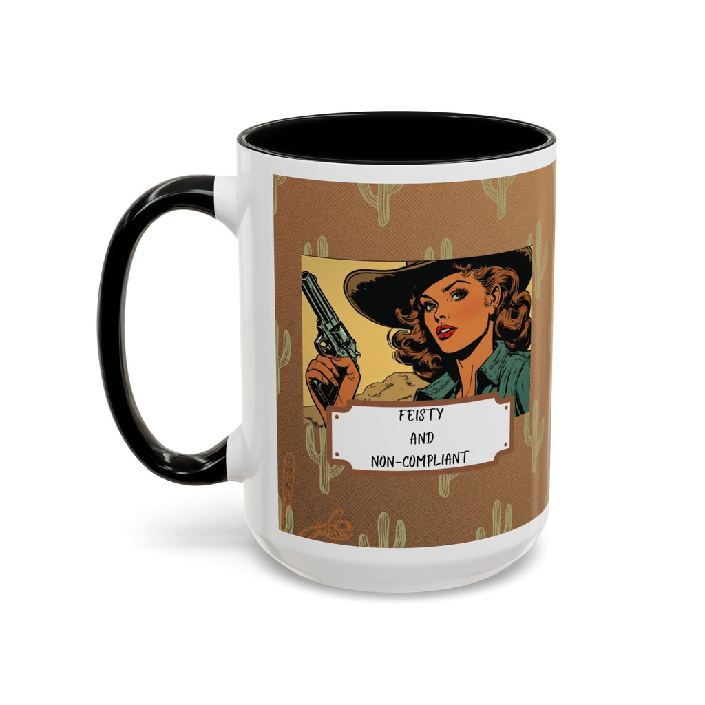 Feisty & Non-Compliant with a Southwest Flare Coffee Mug – Rustic Desert Pattern