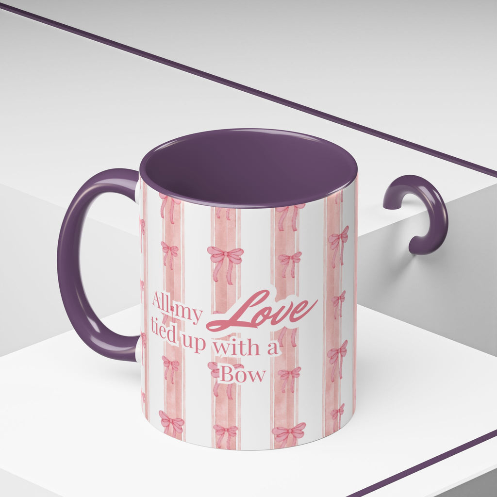 Pink Watercolor Bows Accent Mug | 11oz 15oz