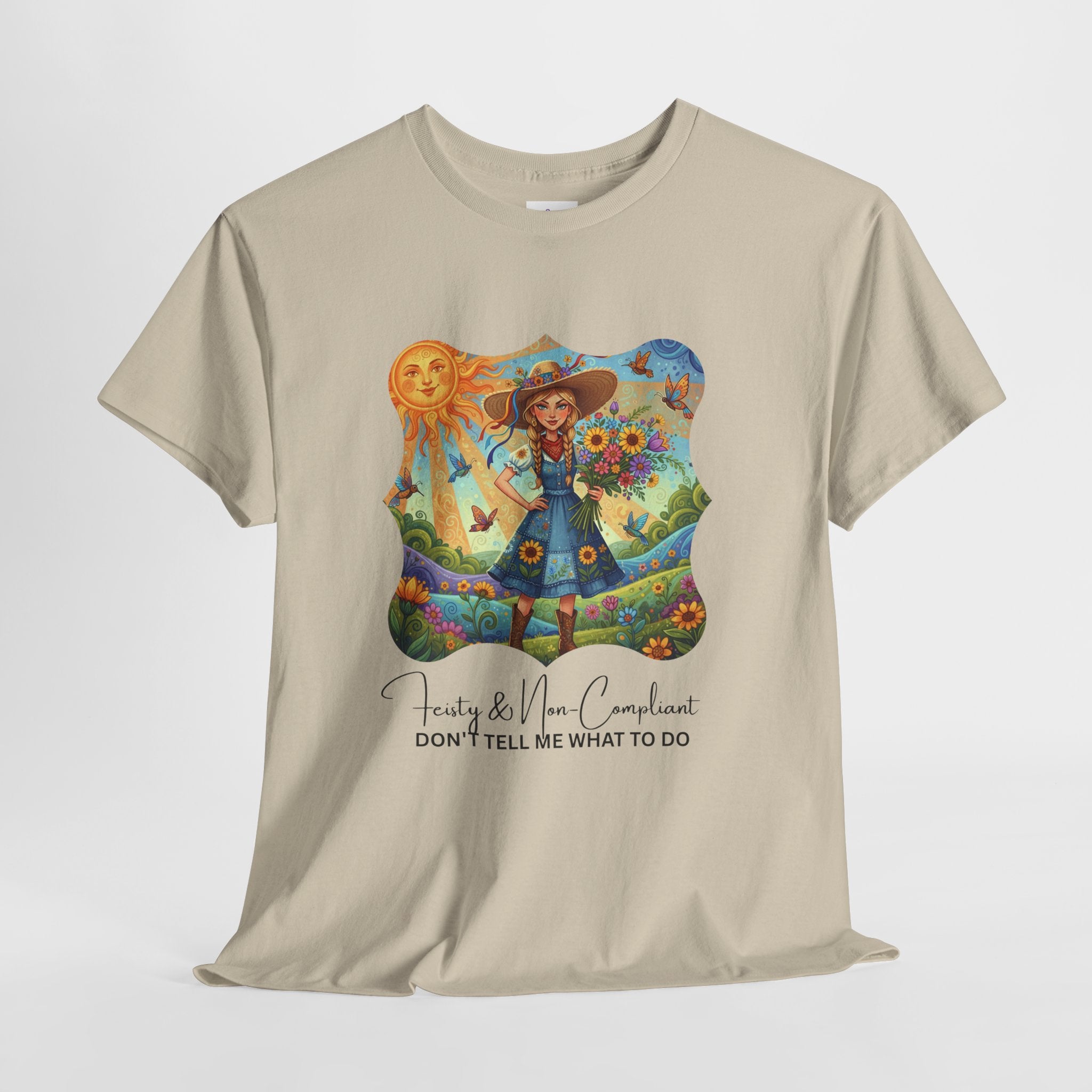 Summer Sunflower Scarecrow T-Shirt — "Don't Tell Me What To Do" Graphic Tee